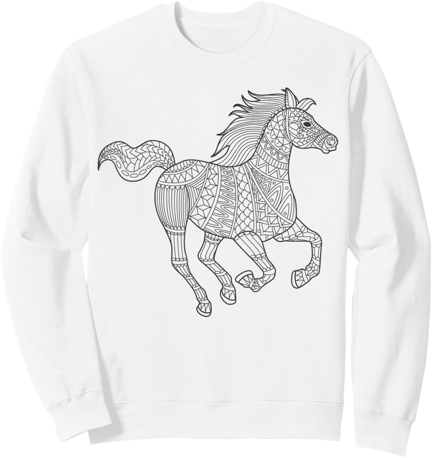 Pferd Mandala zum bemalen & ausmalen für Kinder Sweatshirt - Sweatshirt | White
