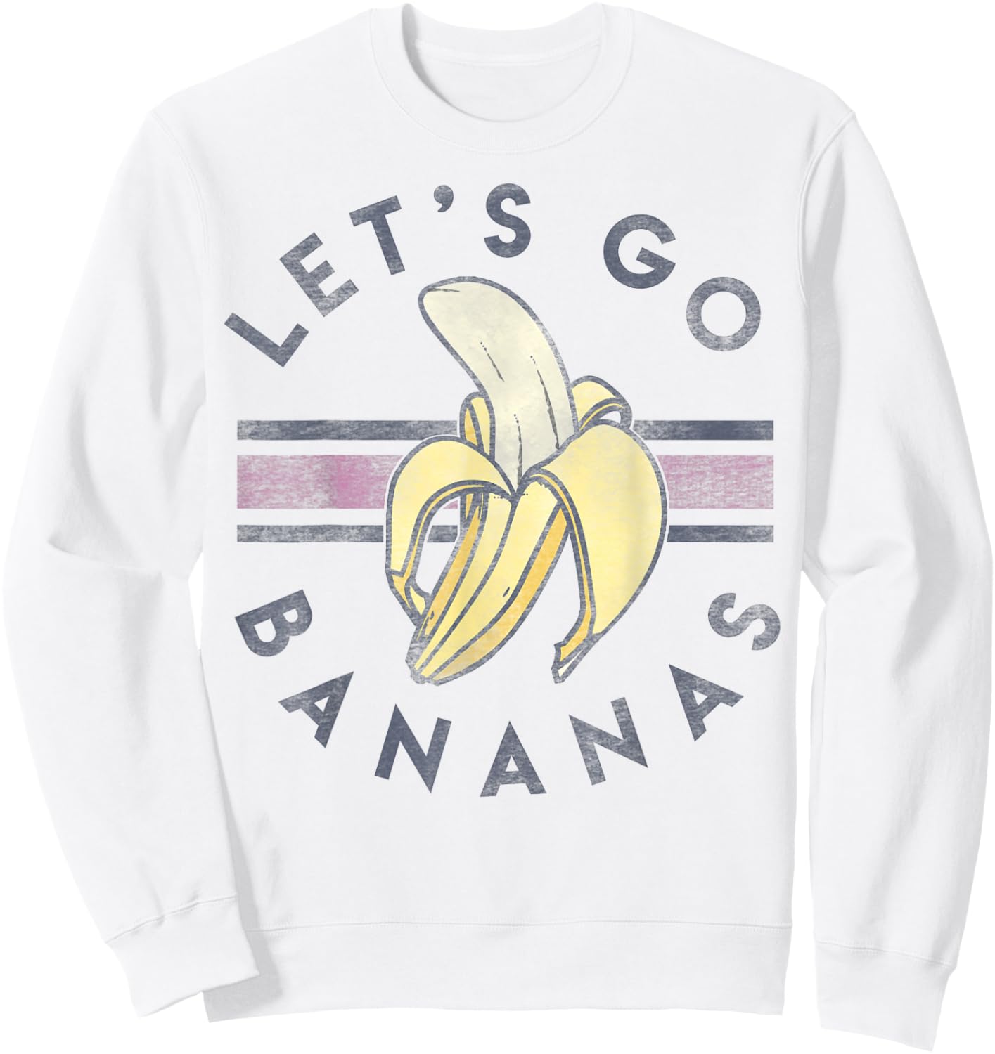 Let's Go Bananas Vintage Sporty Stripe Sweatshirt - Sweatshirt | White