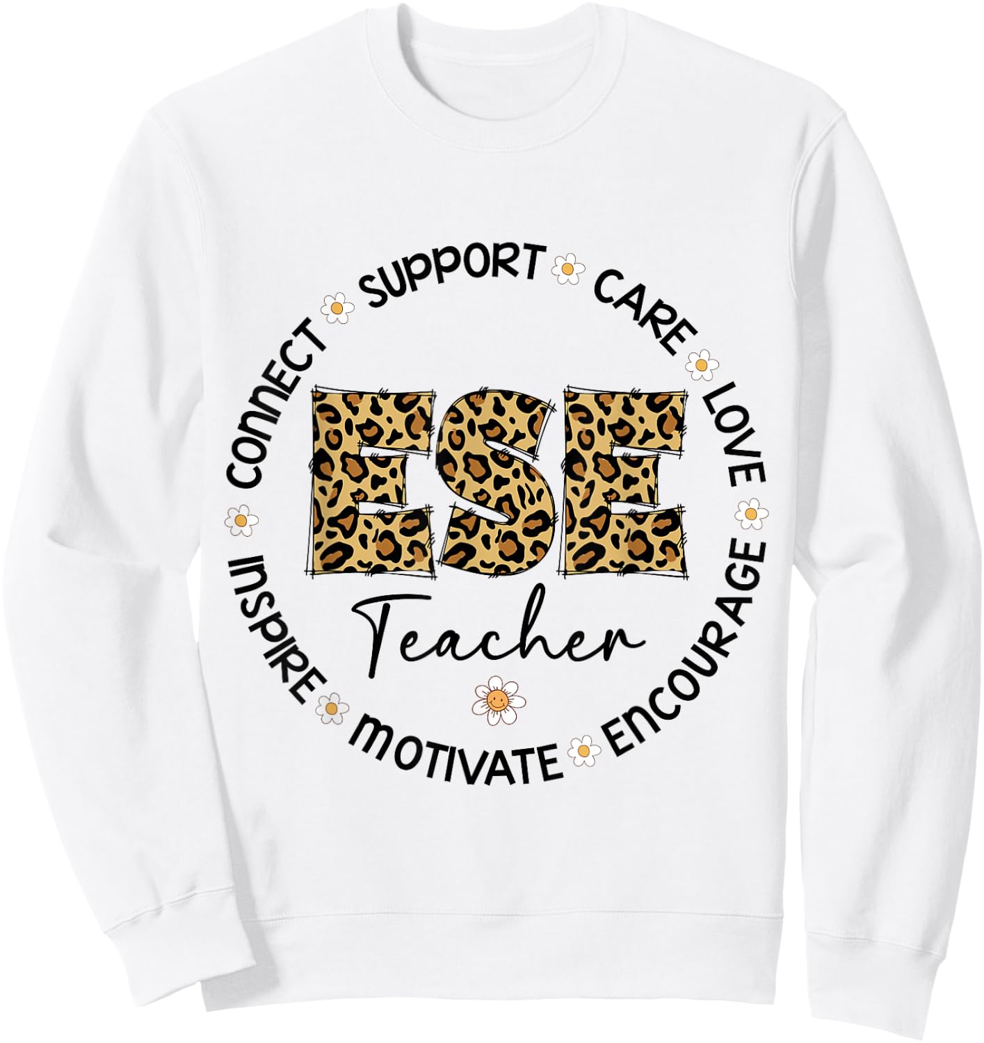 Leopard ESE Teacher Appreciation Week back to school Sweatshirt - Sweatshirt | White