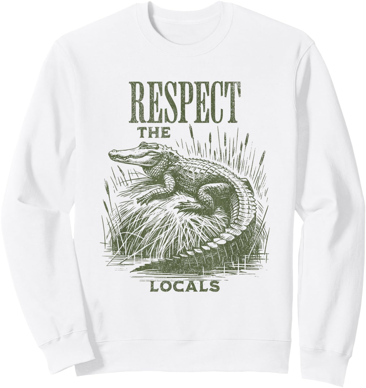 Funny Alligator Respect the Locals Florida Swamps Sweatshirt - Sweatshirt | White