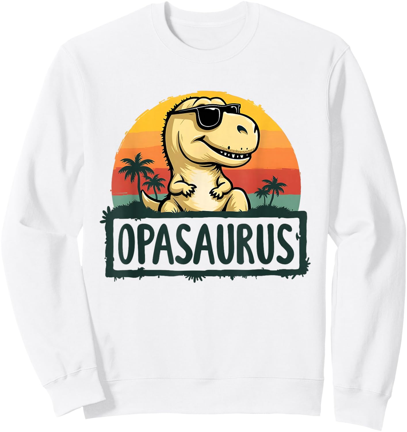 Opasaurus Funny Dinosaur Grandpa Family Matching Sweatshirt - Sweatshirt | White