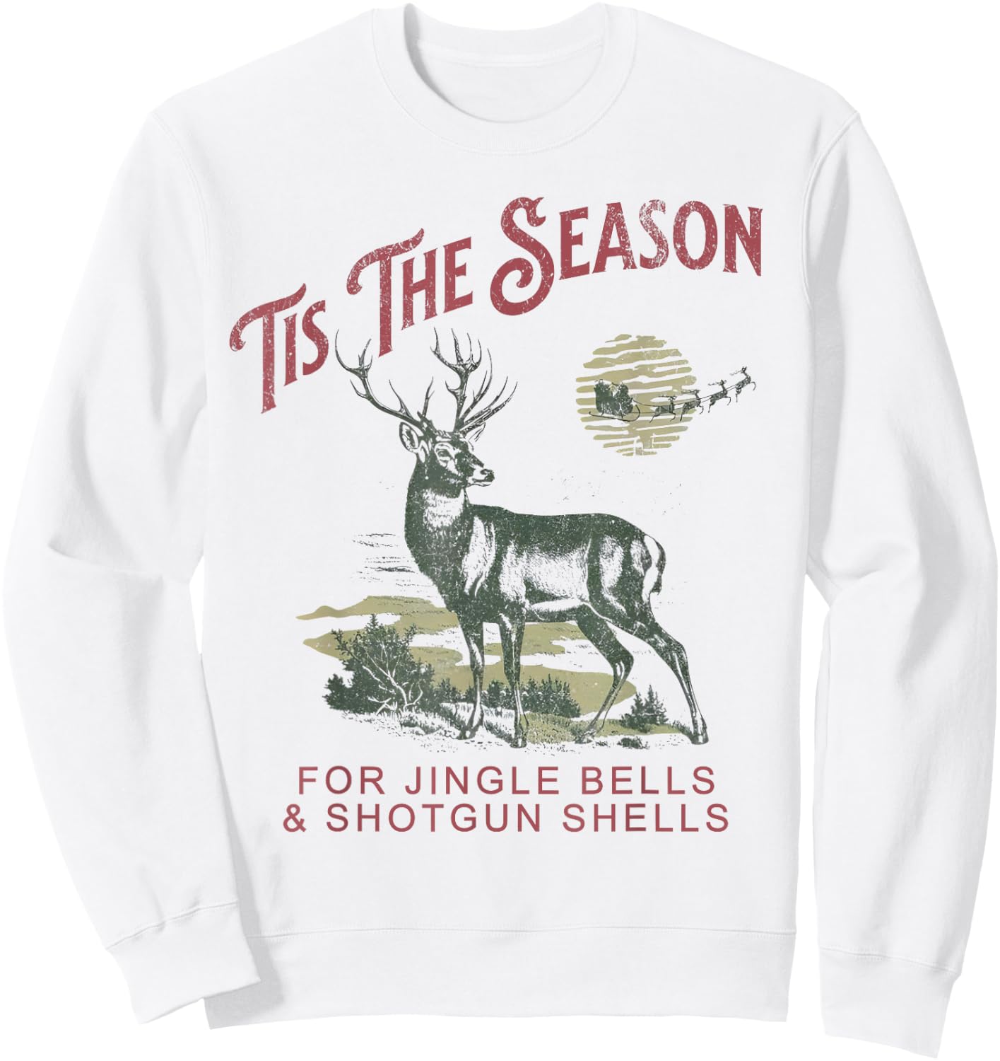 Tis The Season Reindeer Jingle Bells Vintage Shotgun-Shells Sweatshirt - Sweatshirt | White