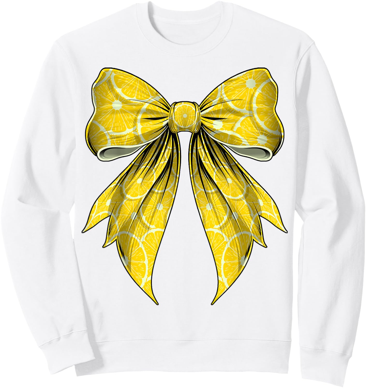 Coquette Bow Lemon Slice Pattern Lemonade Stand Sweatshirt - Sweatshirt | White