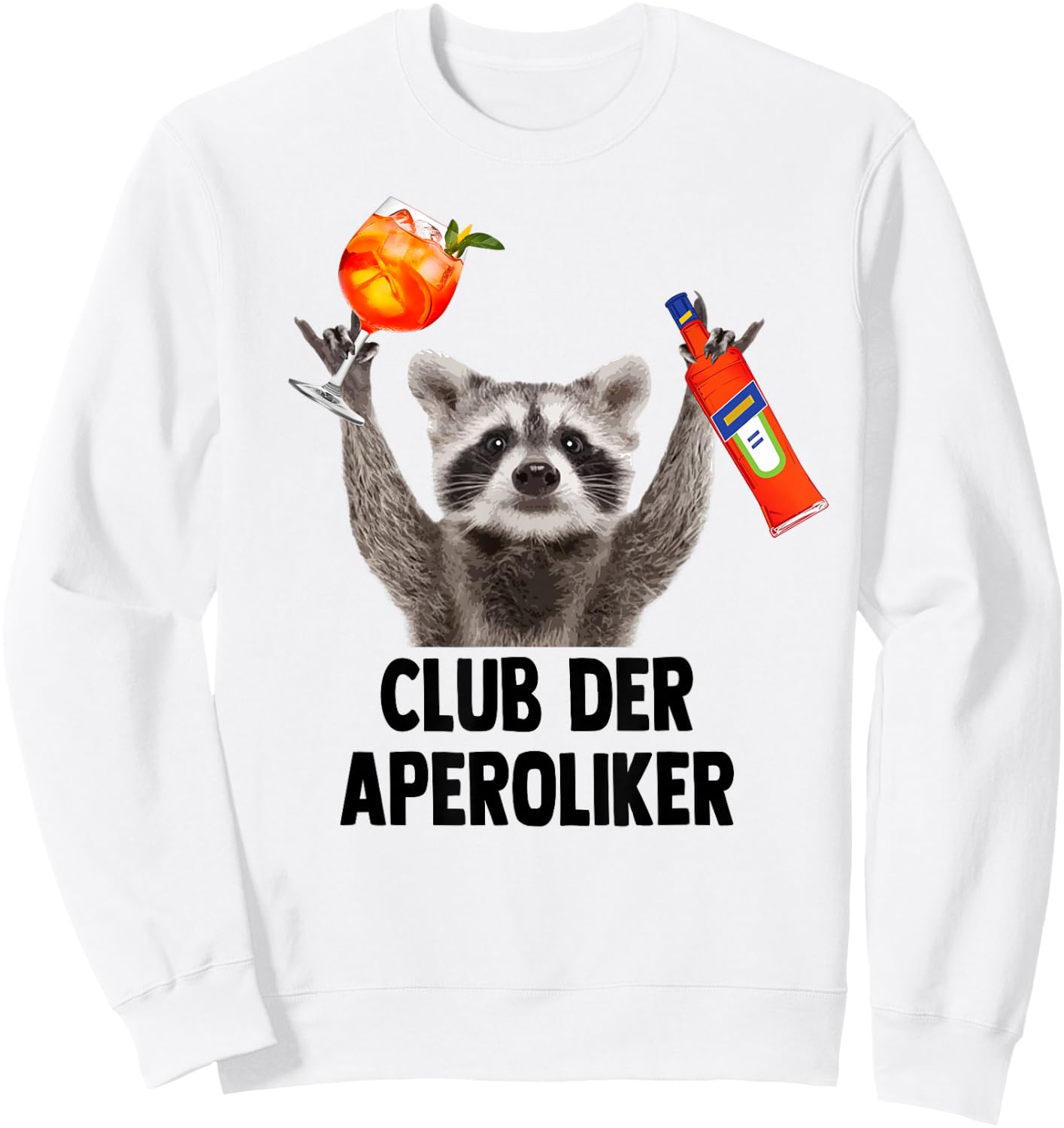 Club der APEROLIKER Raccoon Meme Racoon X Pedro Spritz , White Sweatshirt - Sweatshirt | White