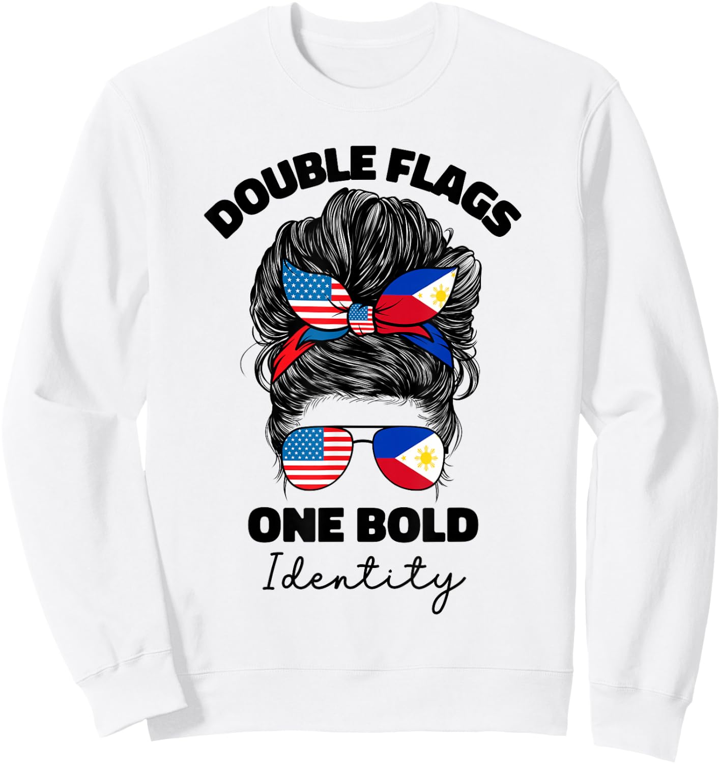 Half Filipino And American Philippines Usa Flag Women Girls Sweatshirt - Sweatshirt | White