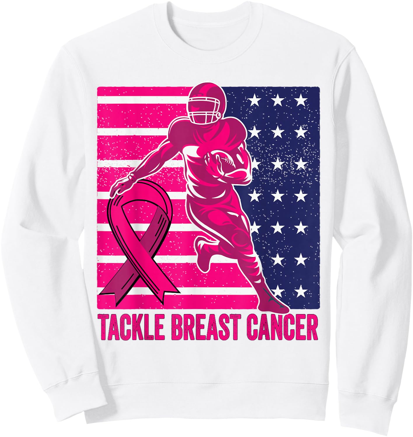 Tackle Breast Cancer Pink Out Football Breast Cancer Sweatshirt - Sweatshirt | White