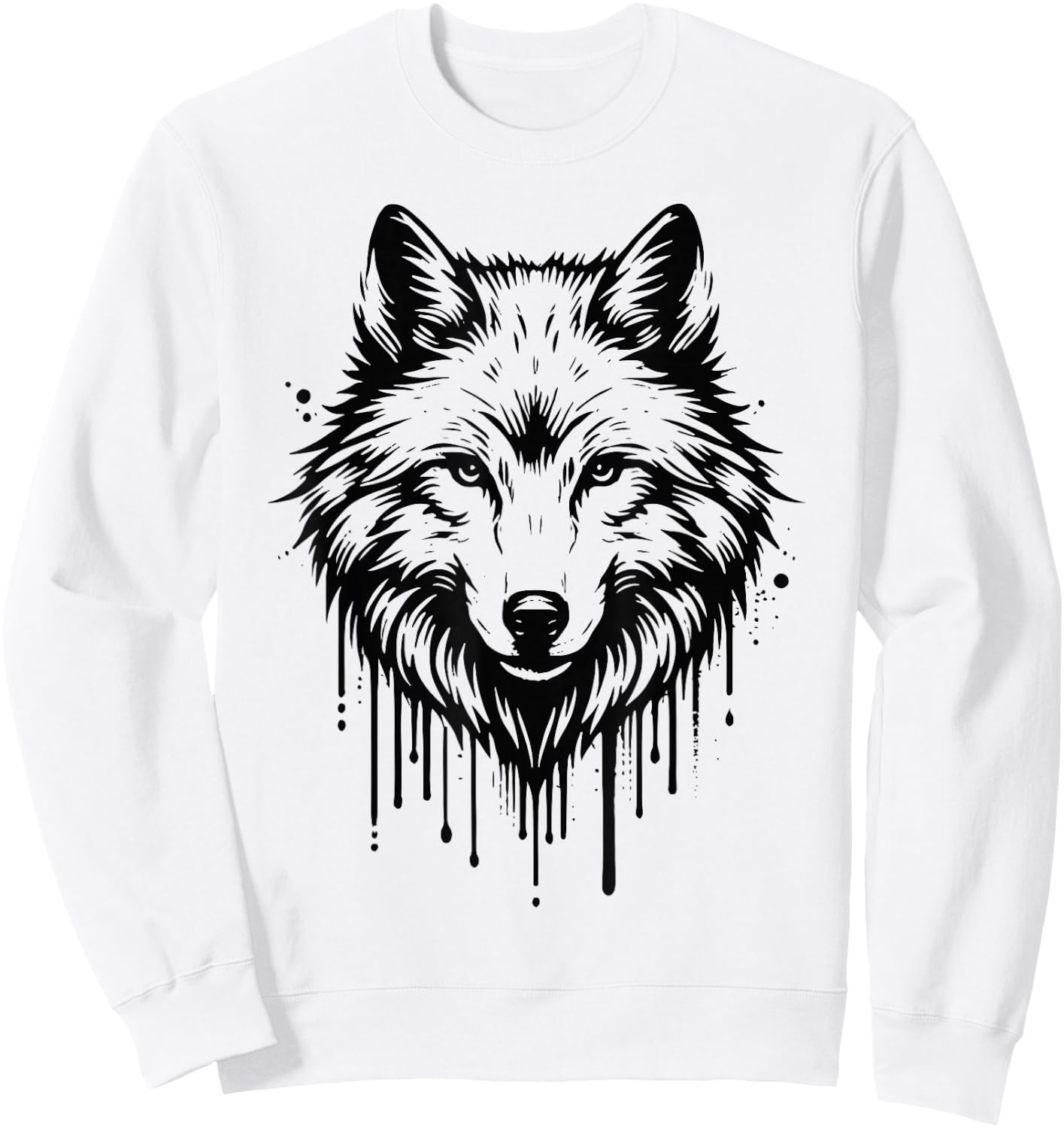 Wolf Woman Girl Boy Child Artwork Head Wolf , white, S Sweatshirt - Sweatshirt | White