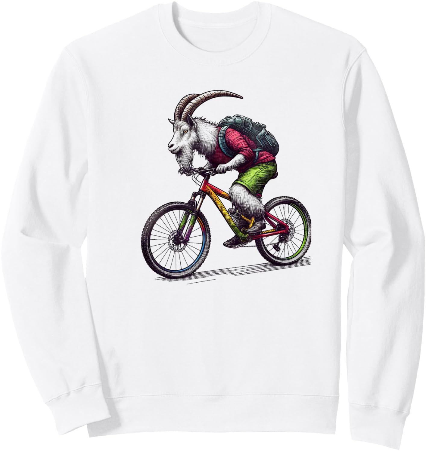Mountain Goat Riding Mountain Bike Sweatshirt - Sweatshirt | White