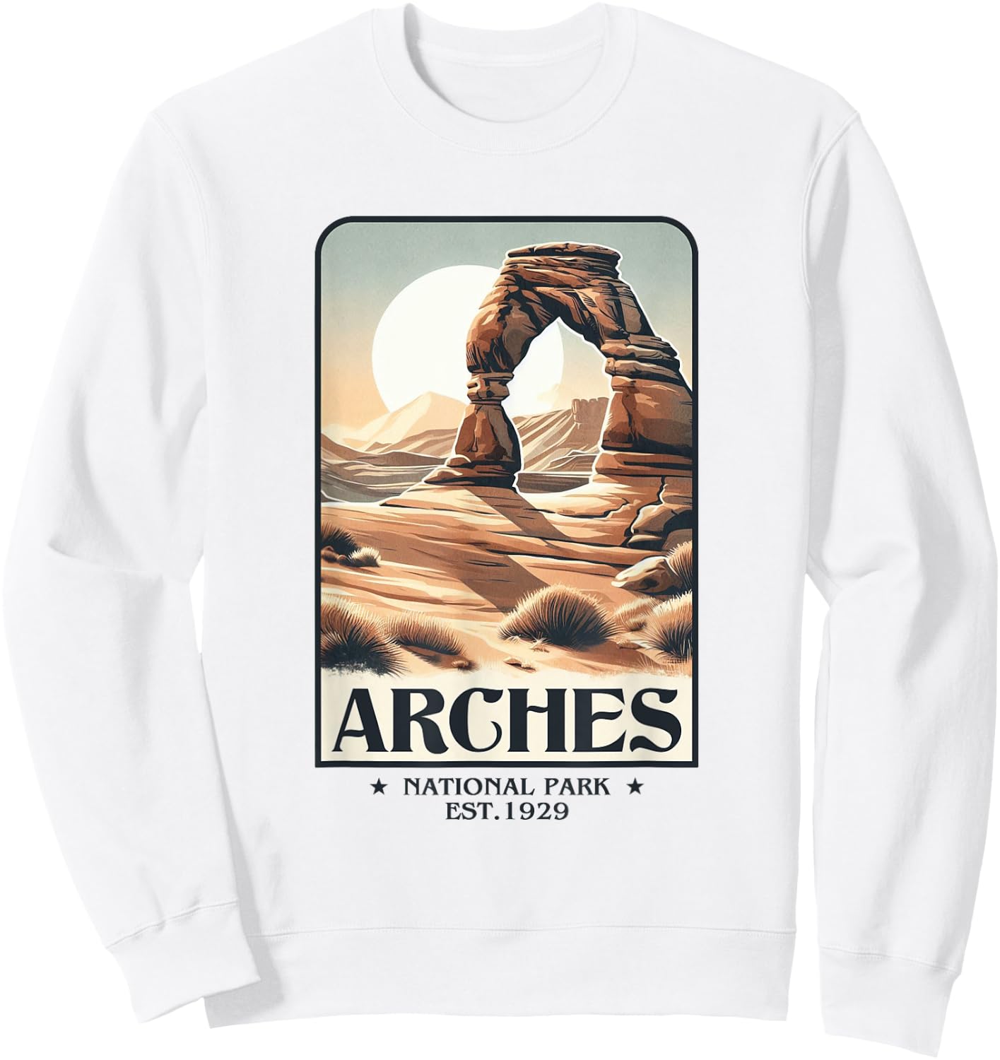 Arches National Park Vintage Retro Camper Hiker Outdoor Sweatshirt - Sweatshirt | White