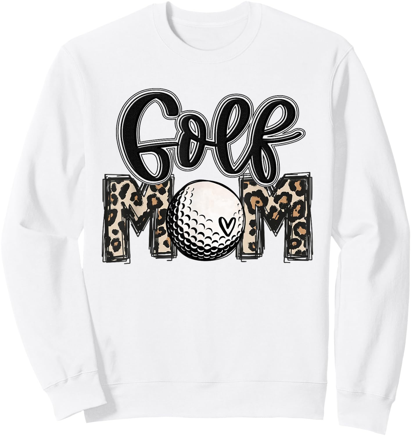 Golf Mom Leopard Mama Golfing Lover Golf Player Mother's Day Sweatshirt - Sweatshirt | White
