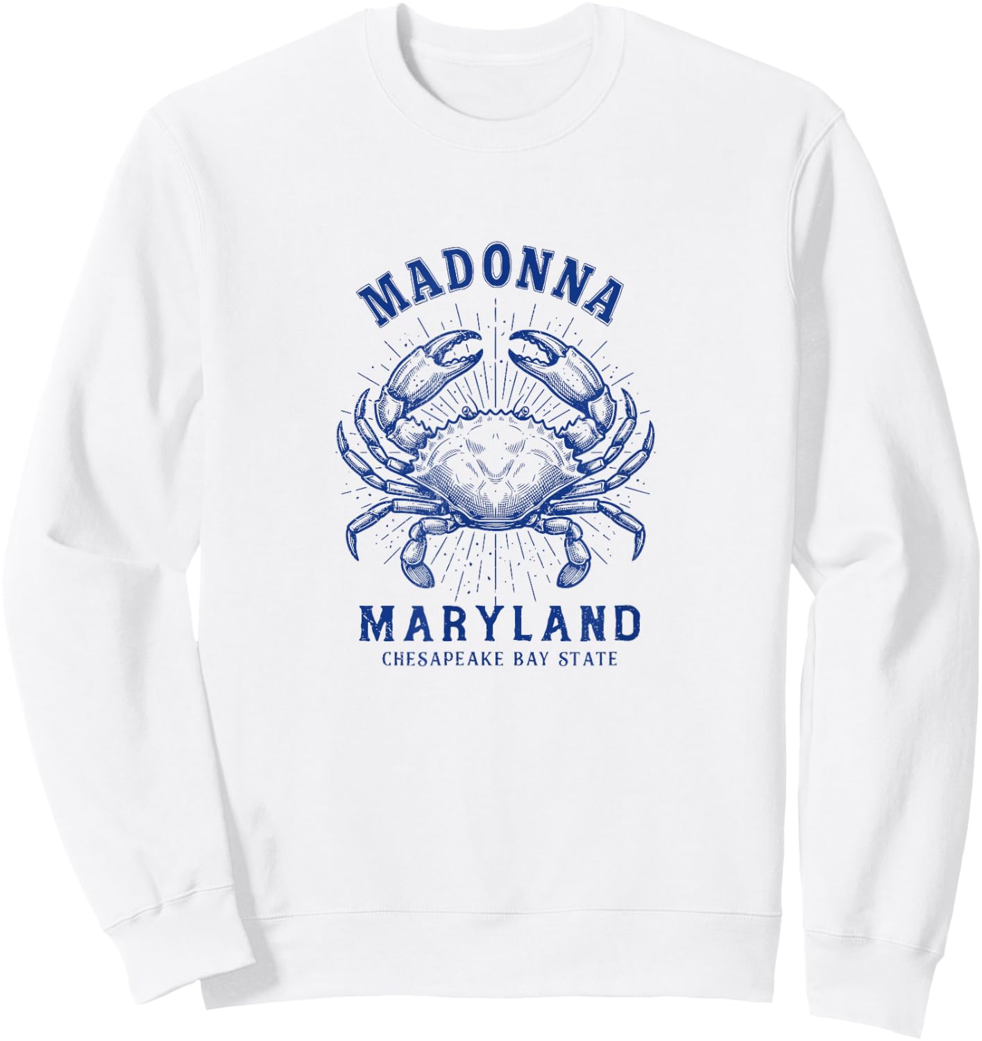 Maryland Blue Crab Coastal Madonna MD Design Sweatshirt - Sweatshirt | White