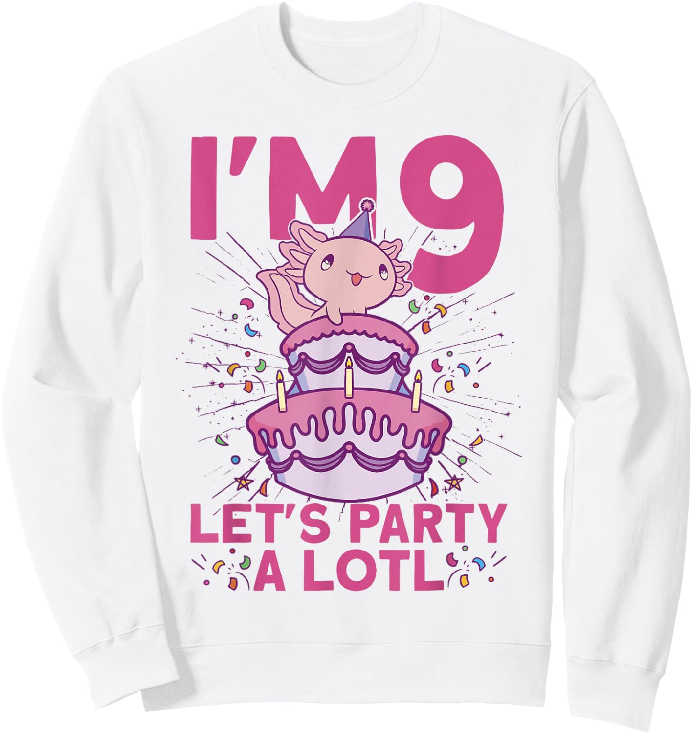 I'm 9 bday Axolotl party cute 9th Birthday Kids Axolotl Sweatshirt - Sweatshirt | White