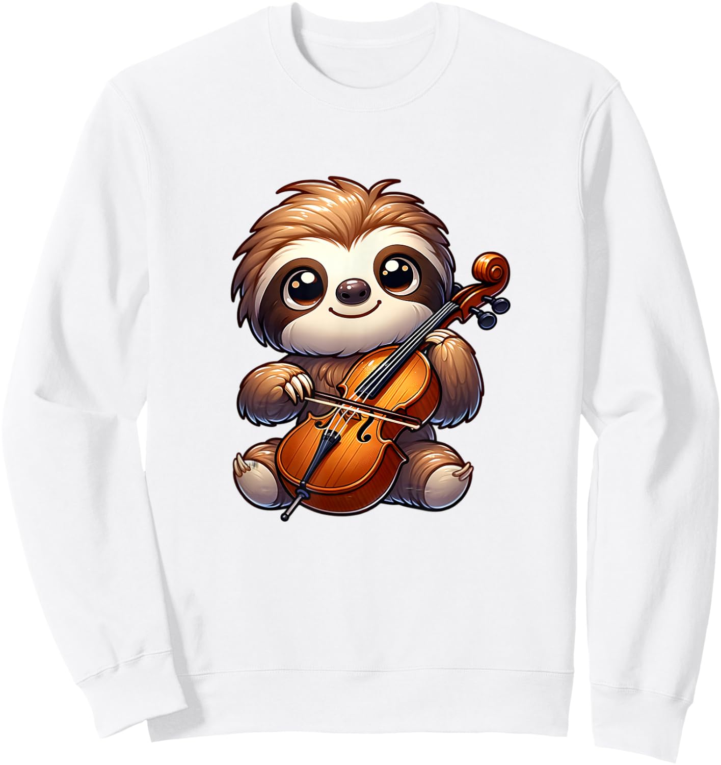 Cute Sloth Playing Cello Kids Boys Girls Kawaii Sloth Lover Sweatshirt - Sweatshirt | White