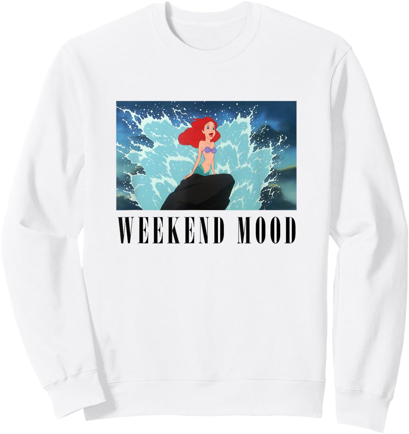 Disney The Little Mermaid Ariel Panel Weekend Mood Meme Sweatshirt - Sweatshirt | White