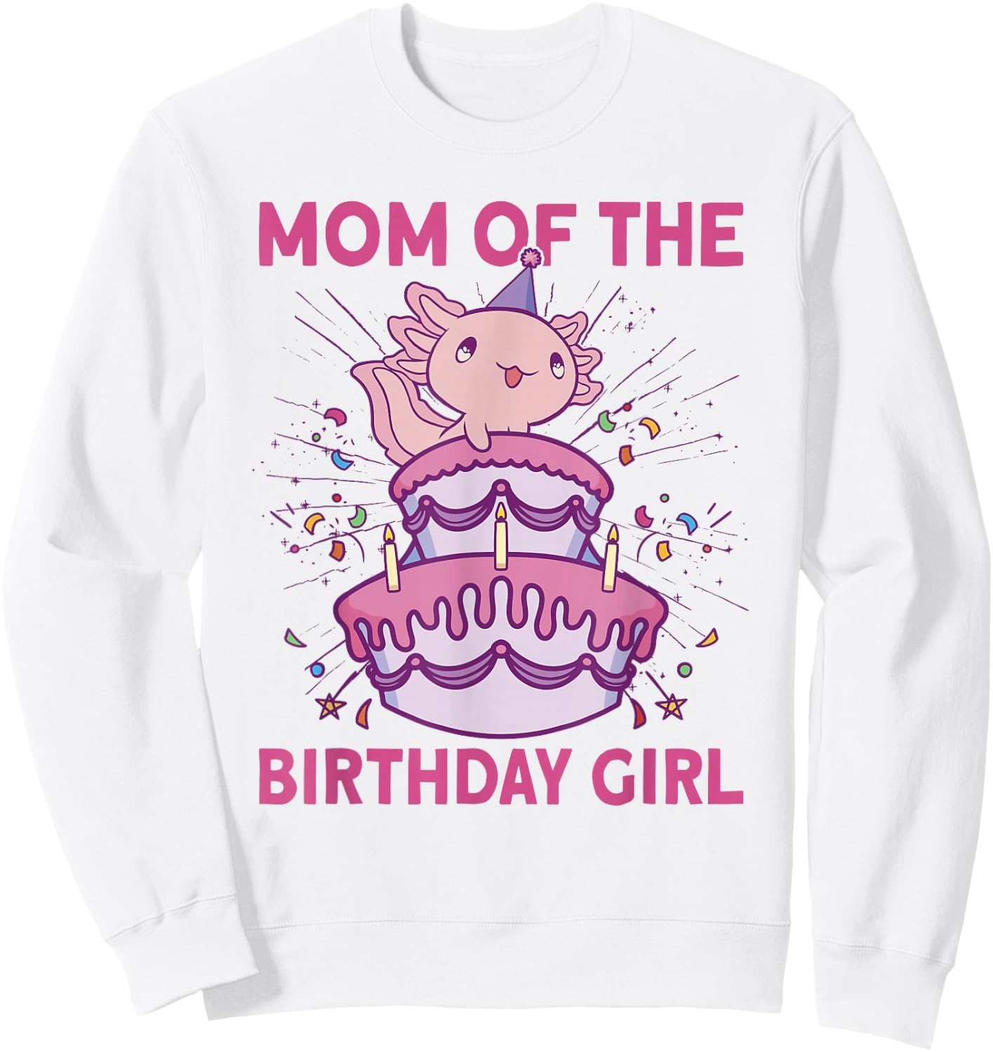 Mom of the Birthday Axolotl Bday Axolotl Birthday Girl Sweatshirt - Sweatshirt | White