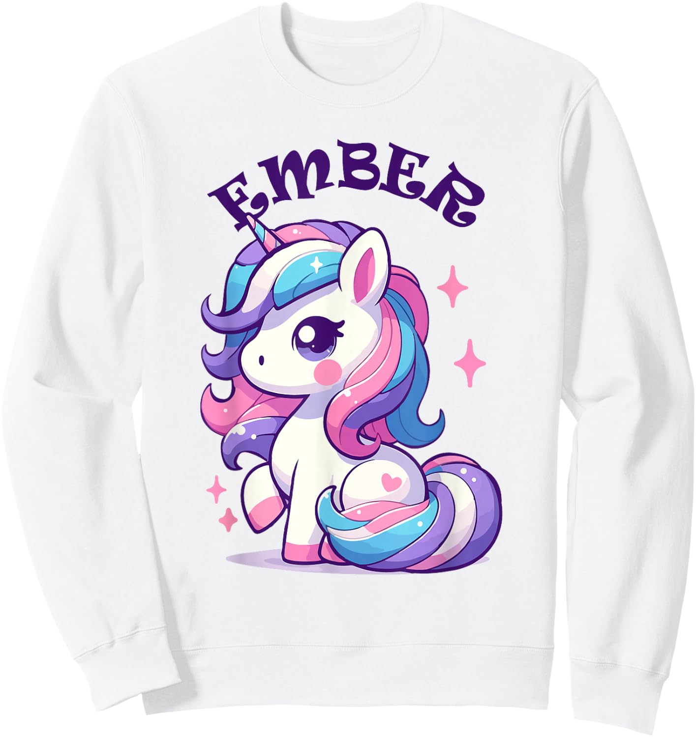 Ember Cute Unicorn Design for Girls Name Ember Sweatshirt - Sweatshirt | White