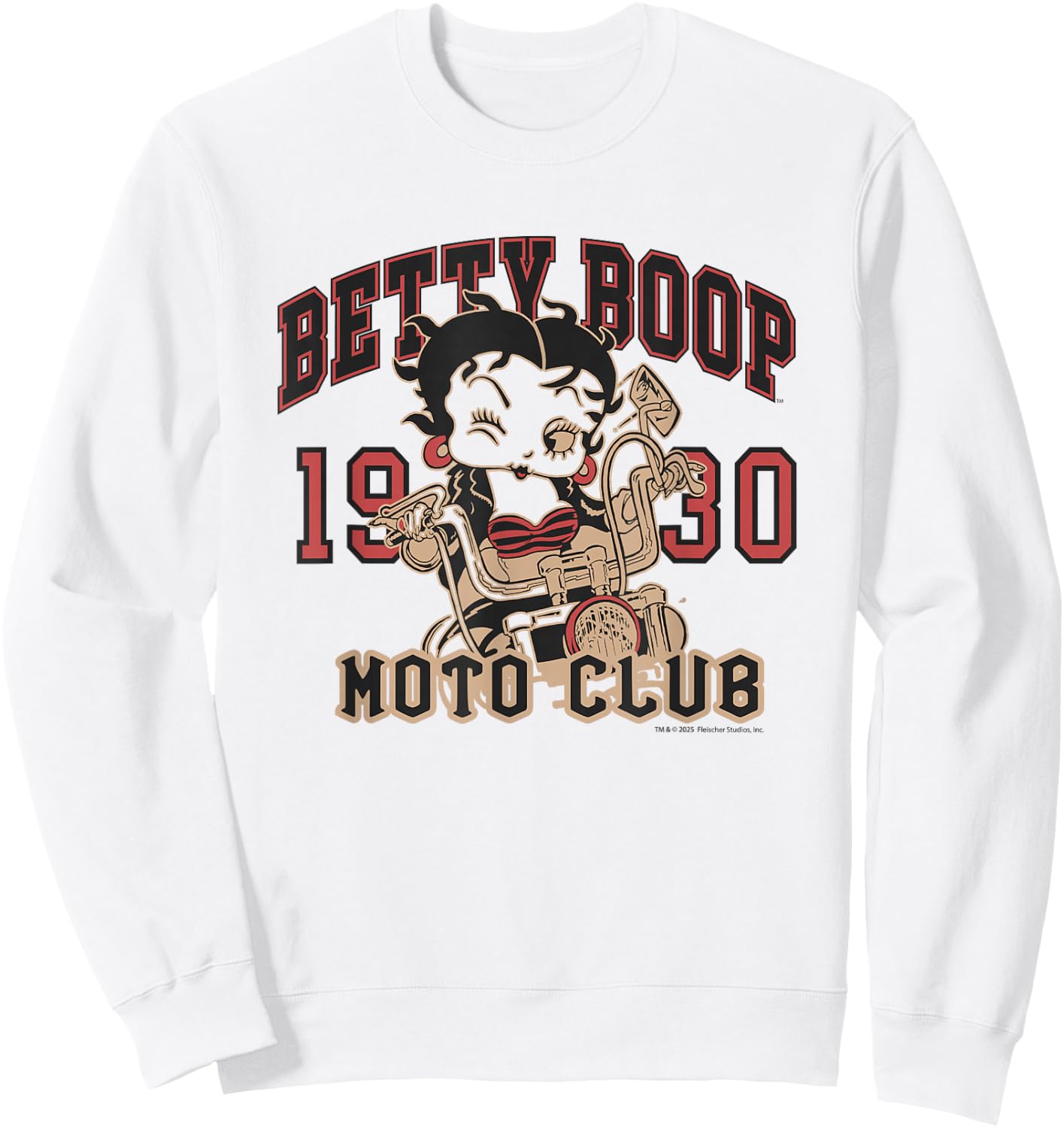 Betty Boop Moto Club Vintage Ride 1930 Biker Sweatshirt - Sweatshirt | White