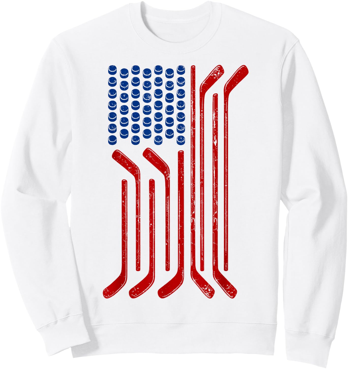 Vintage USA Flag American Ice Hockey Patriotic Sports Sweatshirt - Sweatshirt | White