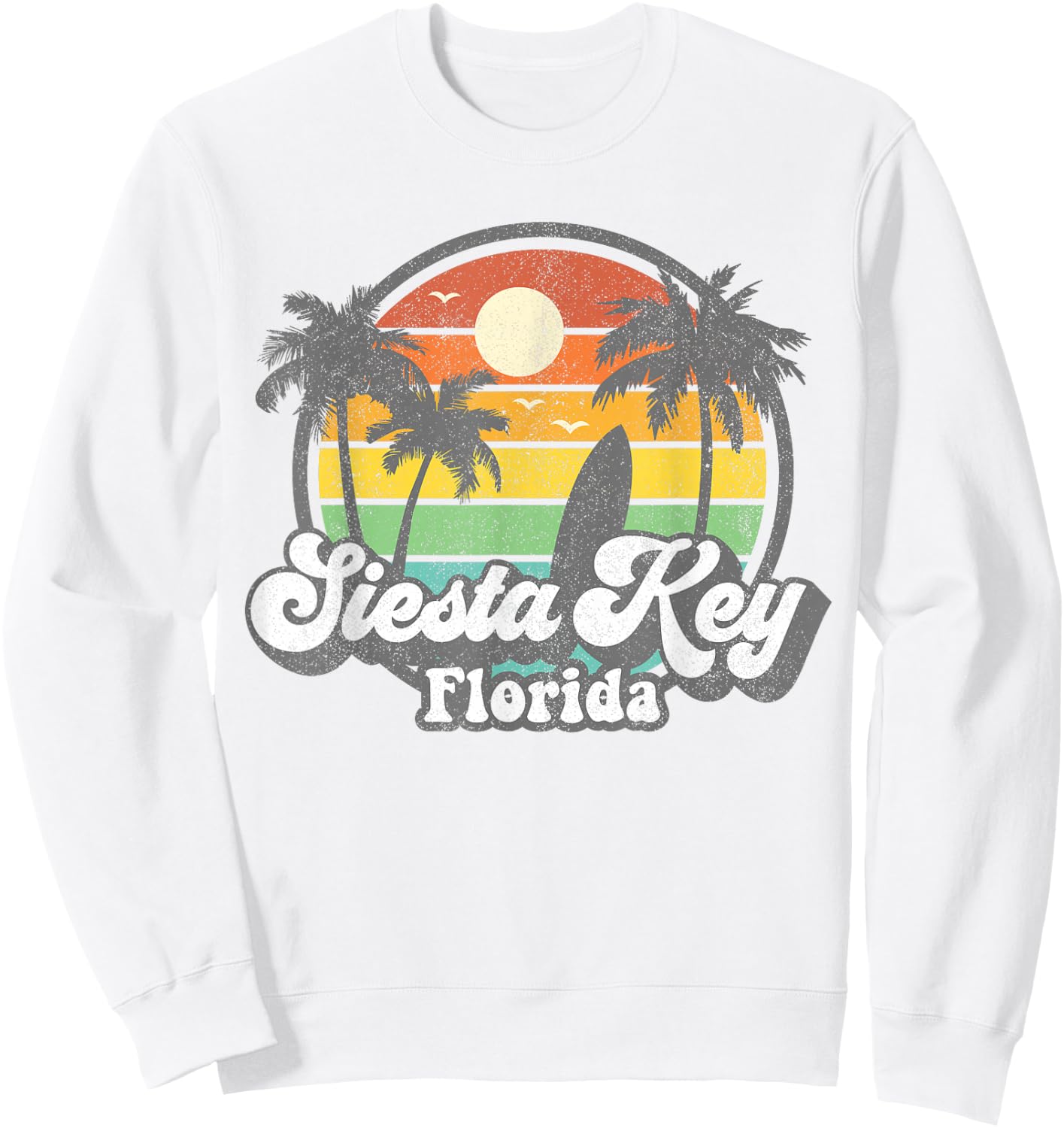 Vintage Siesta Key Beach Florida Surfing Retro 70s Surf Gift Women Girls Kids Sweatshirt - Sweatshirt | White