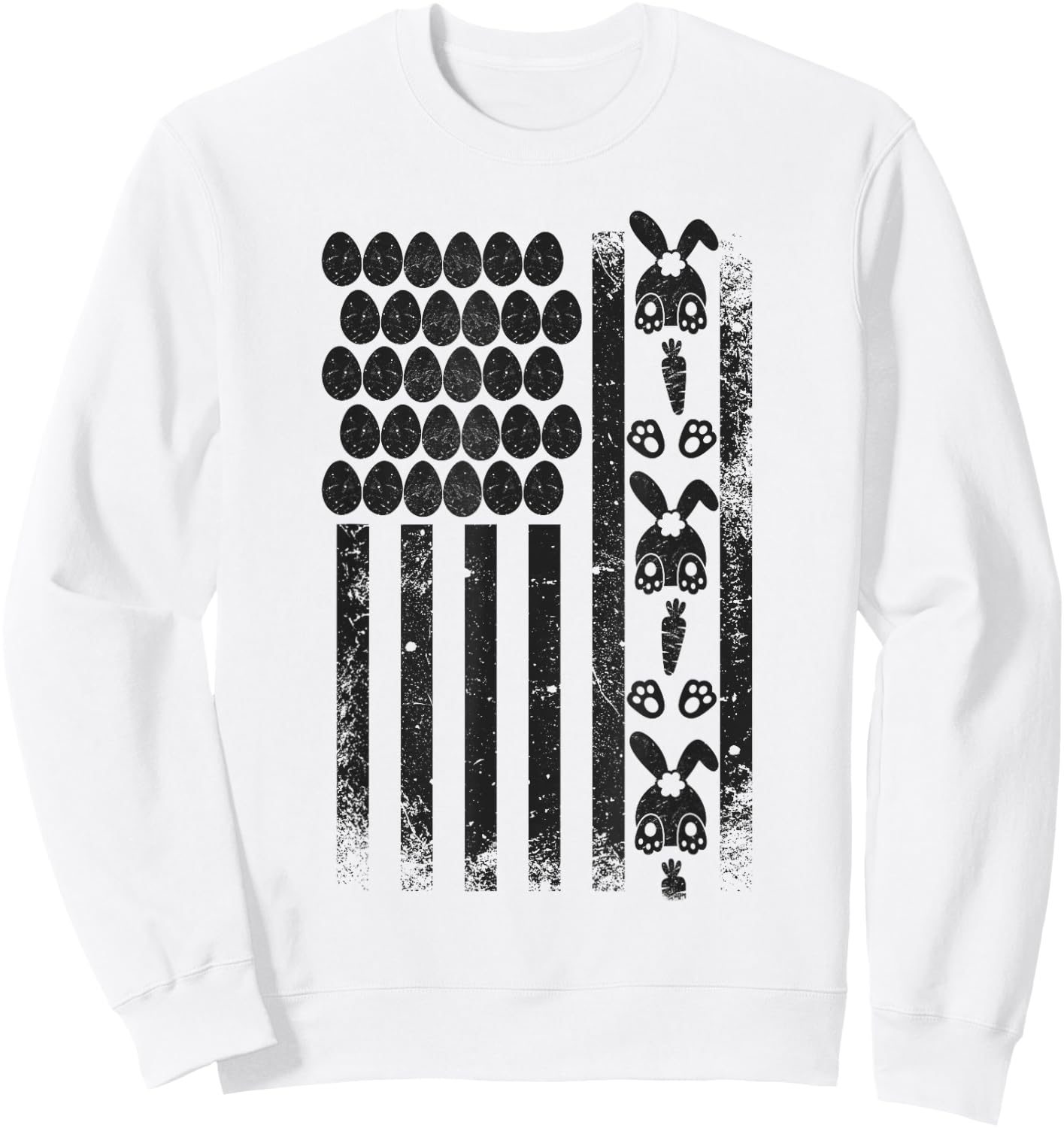 Funny Easter Flag Eggs and Bunny Adult Humor Sweatshirt - Sweatshirt | White
