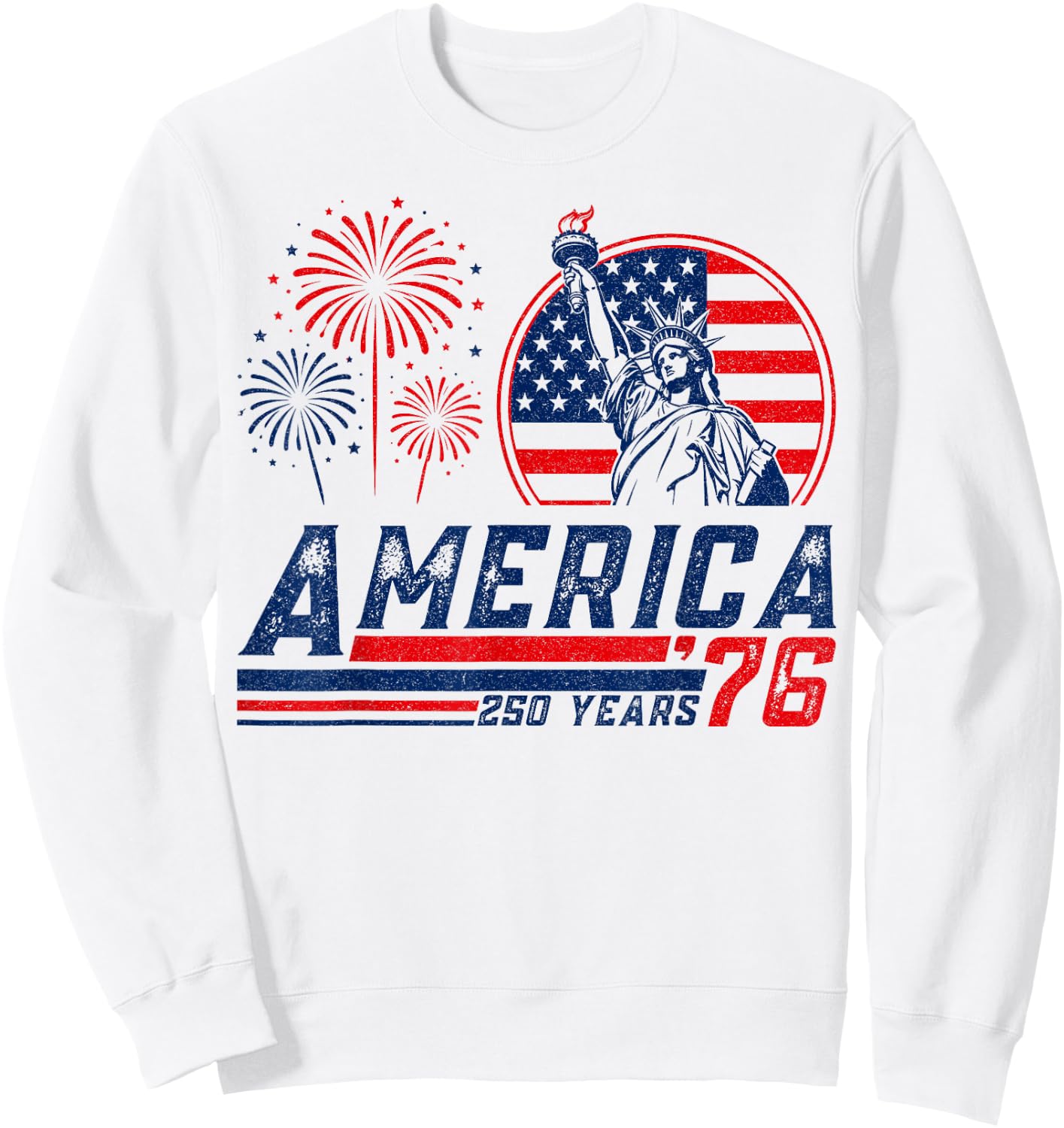 America Retro 250th Anniversary USA 1776 2026 4th of July Sweatshirt - Sweatshirt | White