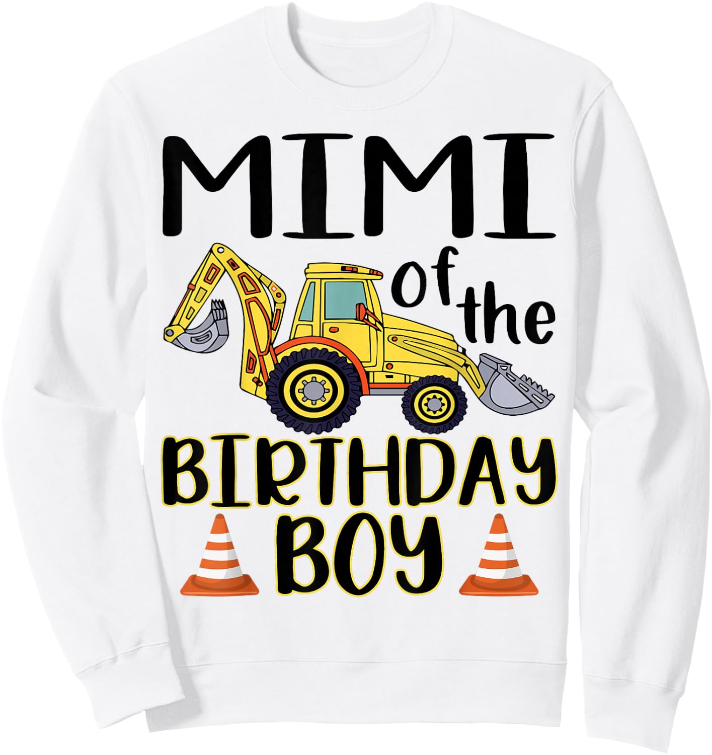Mimi of The Birthday for Boy Excavator Construction Truck Sweatshirt - Sweatshirt | White