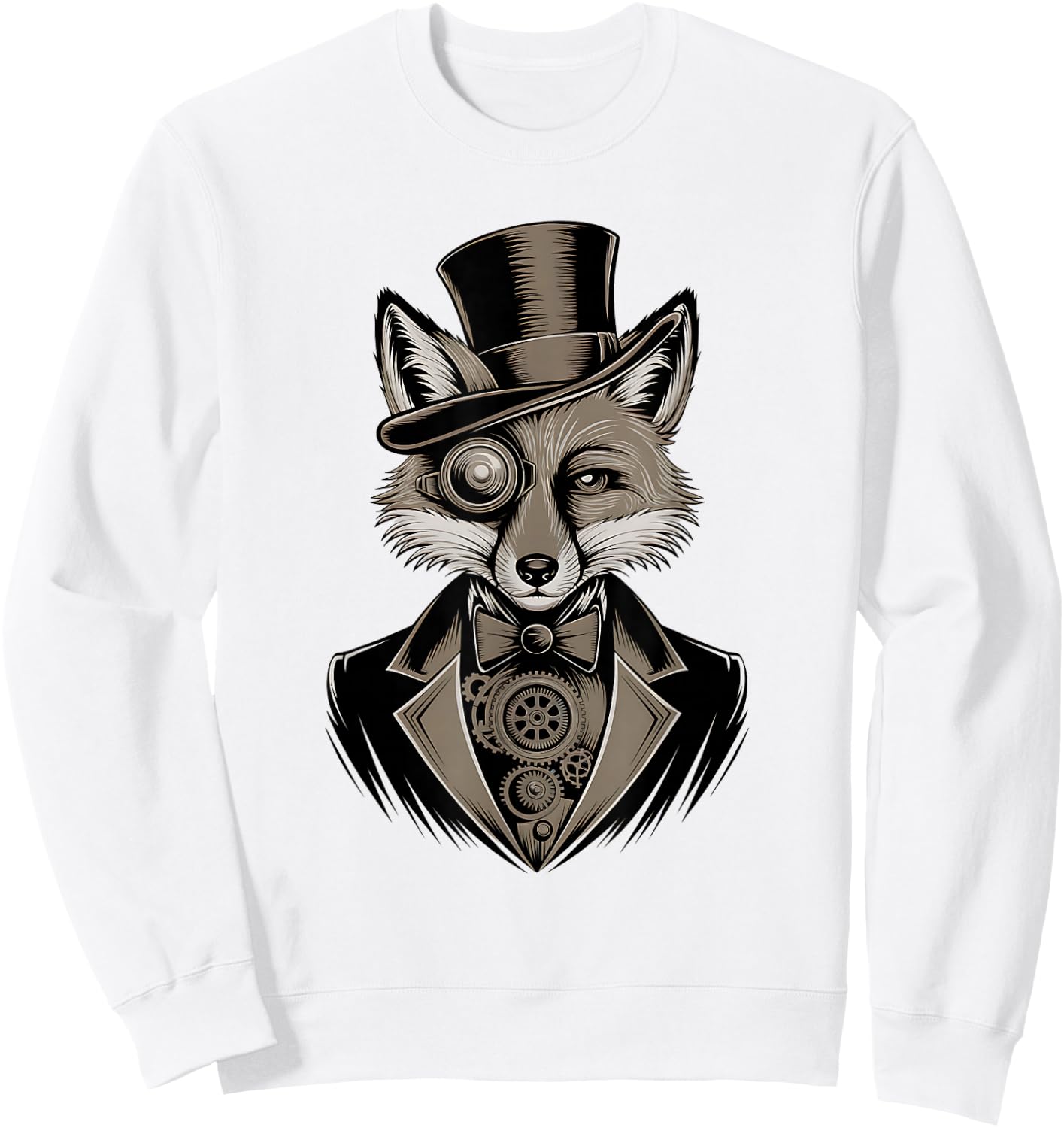Elegant Fox with Cylinder and Monocle Classic Sweatshirt - Sweatshirt | White