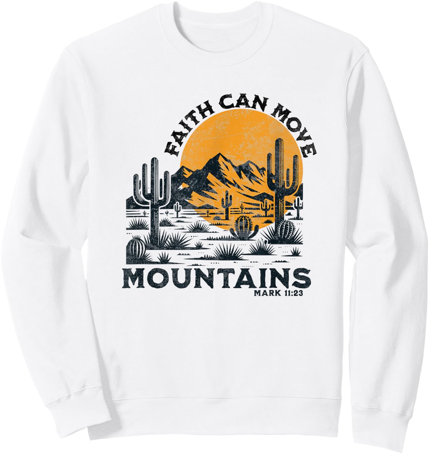 Boho Christian Bible Verse Trendy Cactus Desert Jesus Faith Sweatshirt - Sweatshirt | White