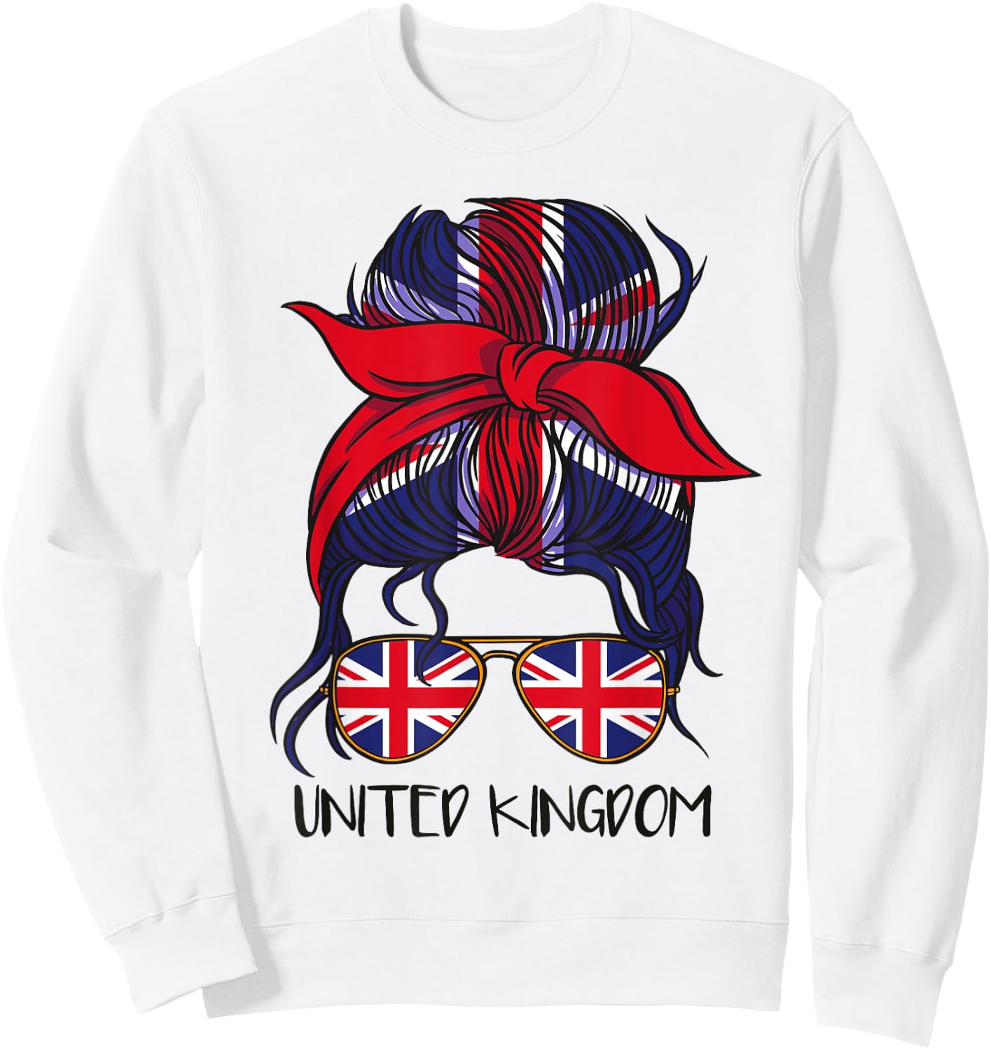 Union Jack Flag Girls Glasses Great Britain , White Sweatshirt - Sweatshirt | White