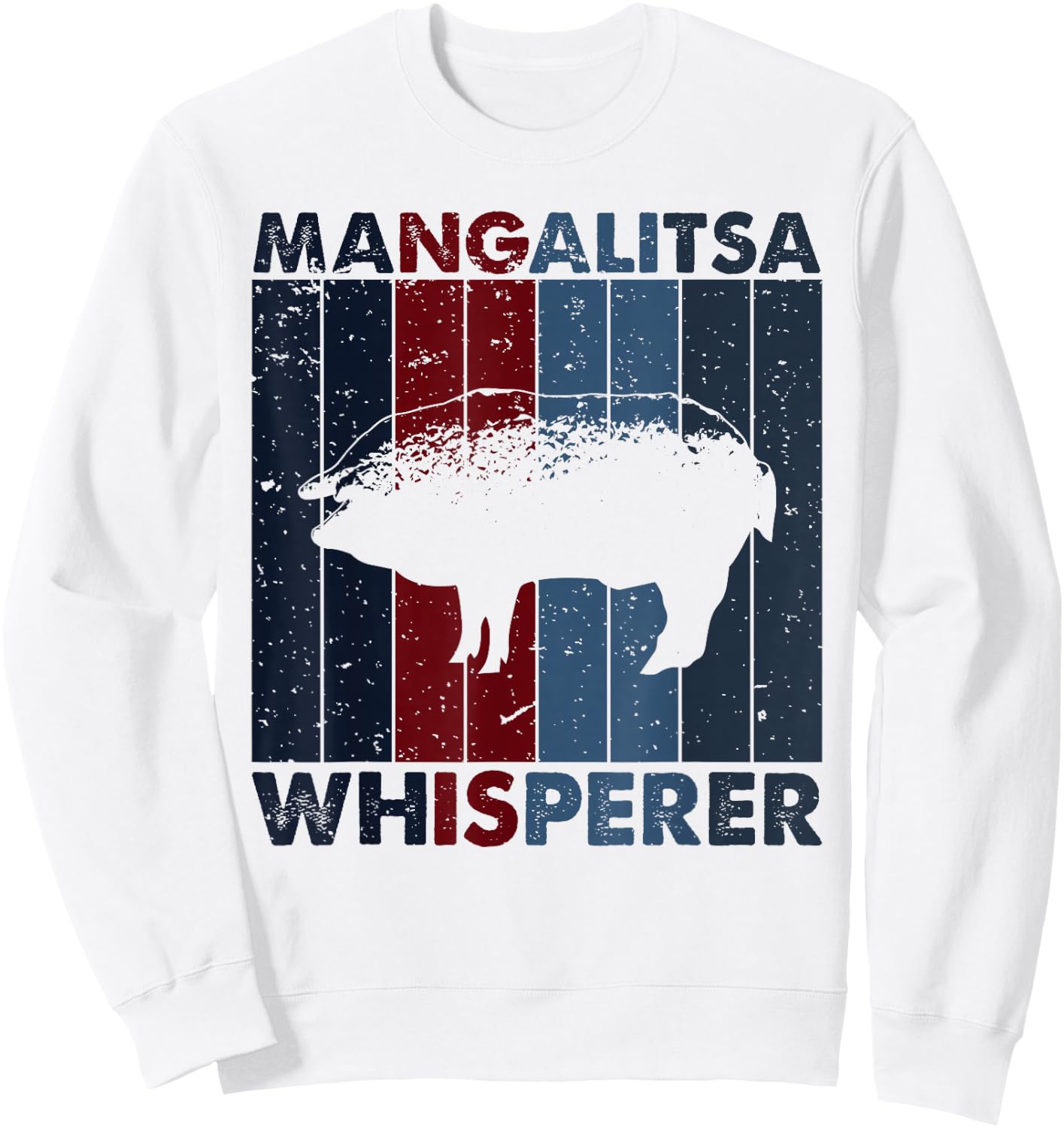 Pig Dad Mom Whisperer - Farmer Breeder Vintage Mangalitsa Sweatshirt - Sweatshirt | White