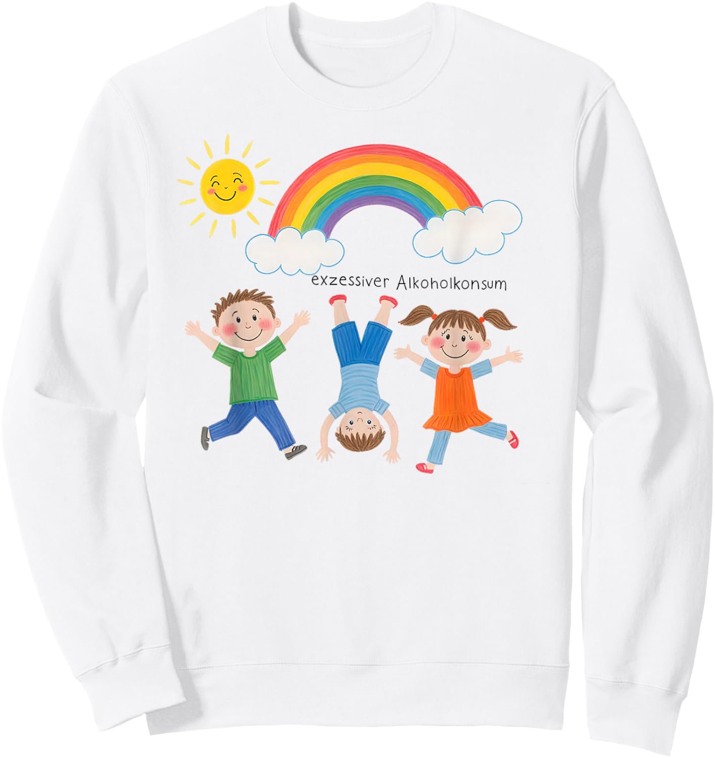 Excessive Alcohol Consumption X Funny Children's Drawing Sweatshirt - Sweatshirt | White