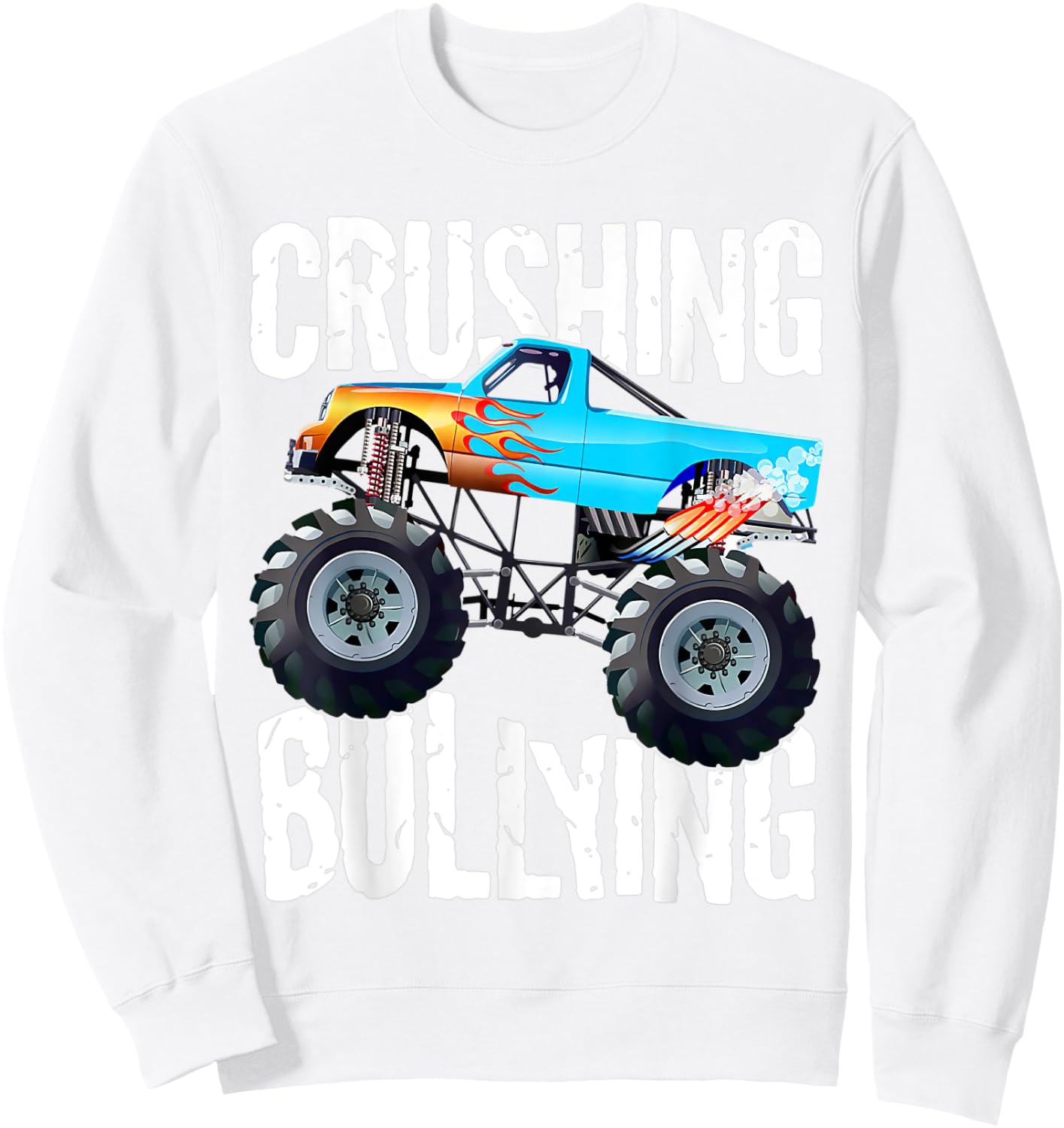 Crushing Bullying Car Monster Truck Unity Day Orange Sweatshirt - Sweatshirt | White