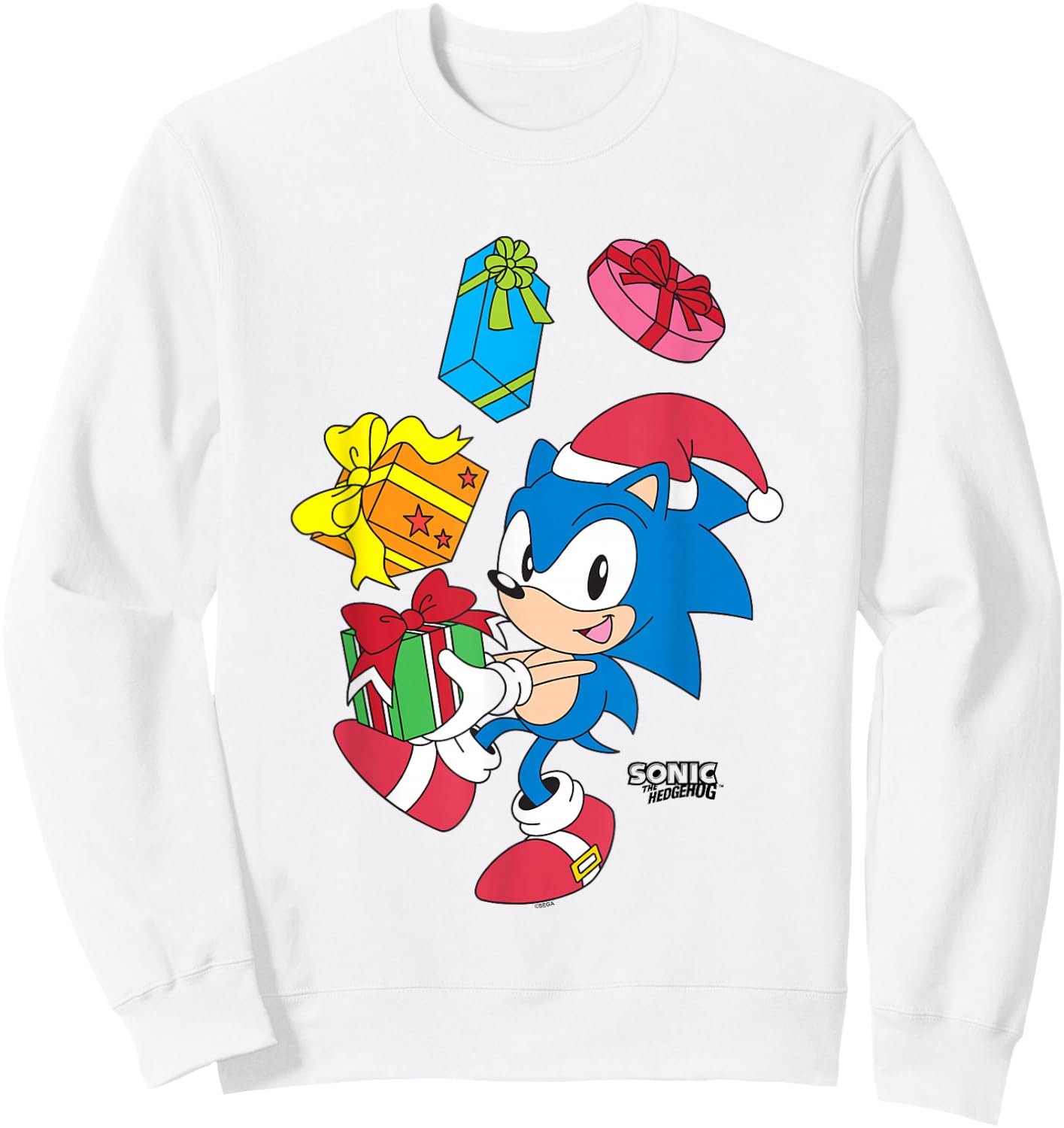 Sonic The Hedgehog Christmas Sonic Juggling Presents Sweatshirt - Sweatshirt | White