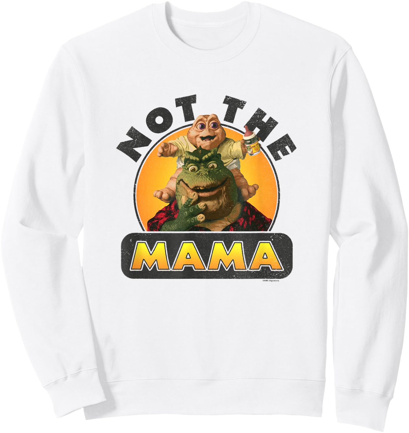 Dinosaurs Not The Mama! Baby & Earl Sinclair Vintage Logo Sweatshirt - Sweatshirt | White