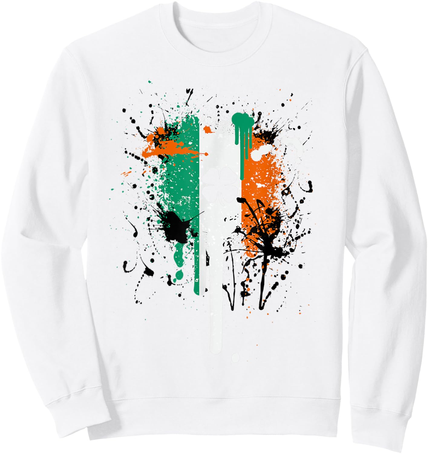 Paintsplash Irish Flag Shirt Ireland Flag Clover Eire , Green Sweatshirt - Sweatshirt | White