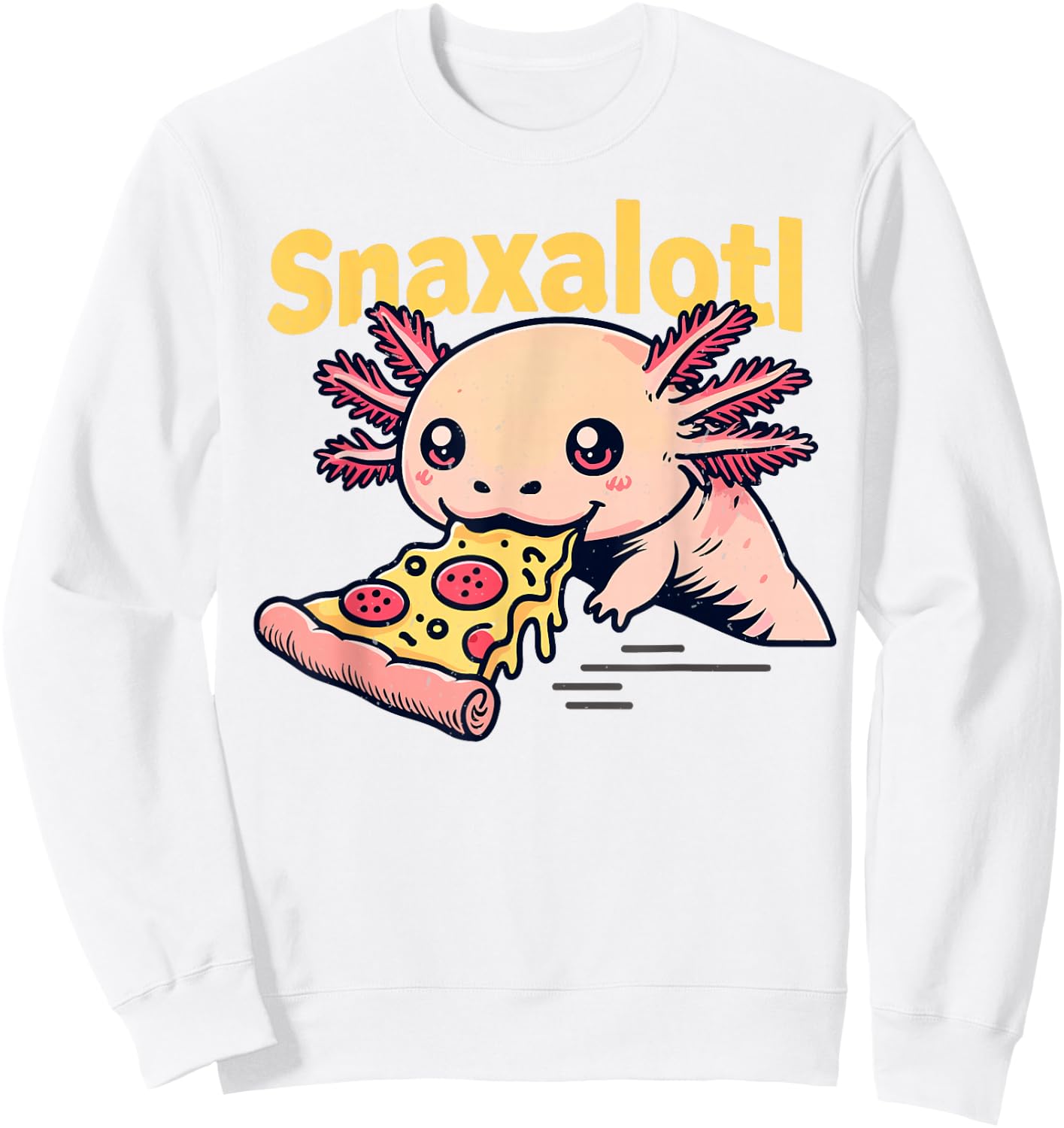 Snaxalotl Funny Axolotl Eating Pizza Snacks Lovers Boys Girl Sweatshirt - Sweatshirt | White
