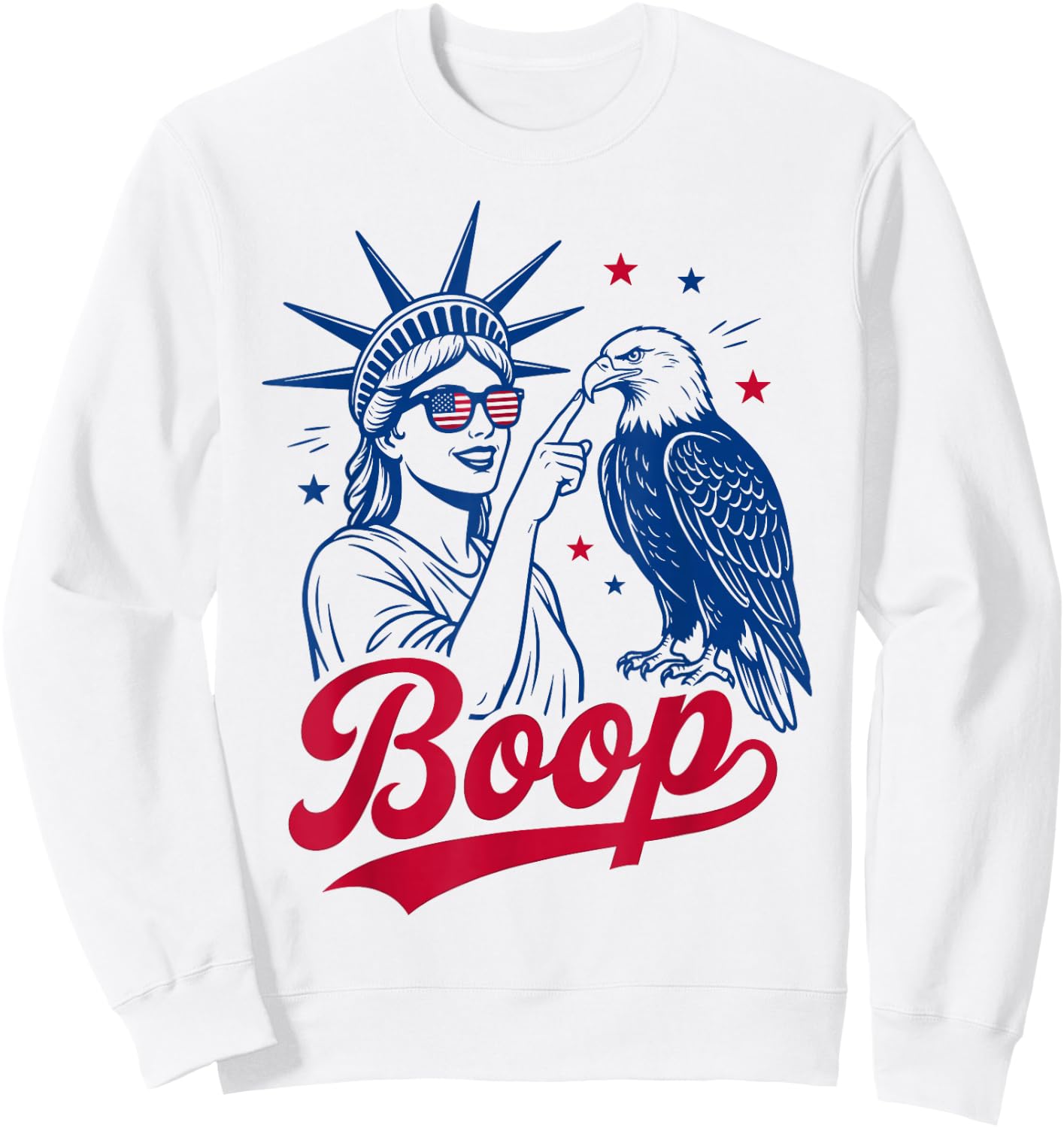 Boop Eagle Vintage USA Retro 4th July Statue of Liberty Sweatshirt - Sweatshirt | White