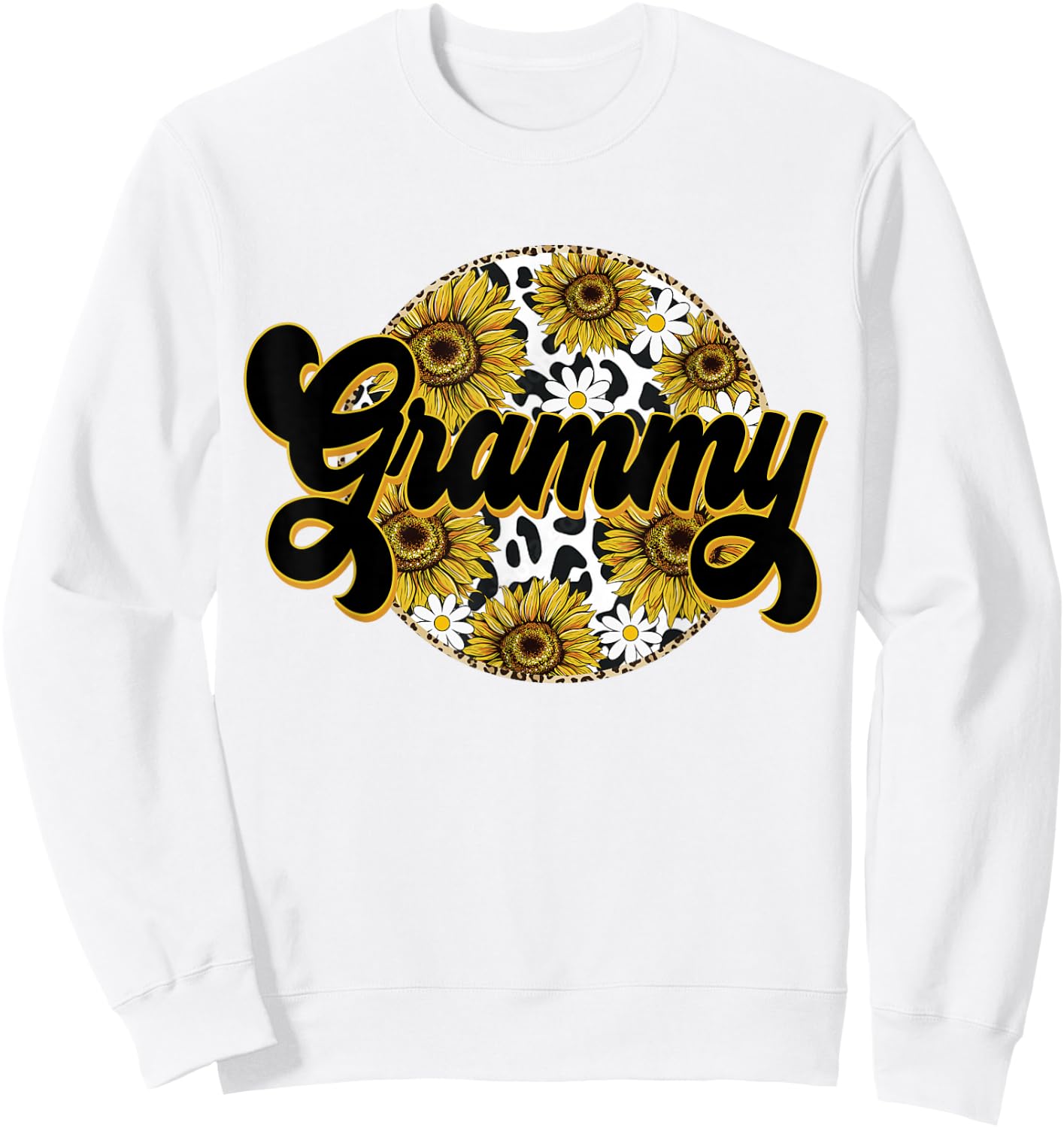 Cute Grammy Cow Print Sunflower Leapard Grandma Mother's day Sweatshirt - Sweatshirt | White