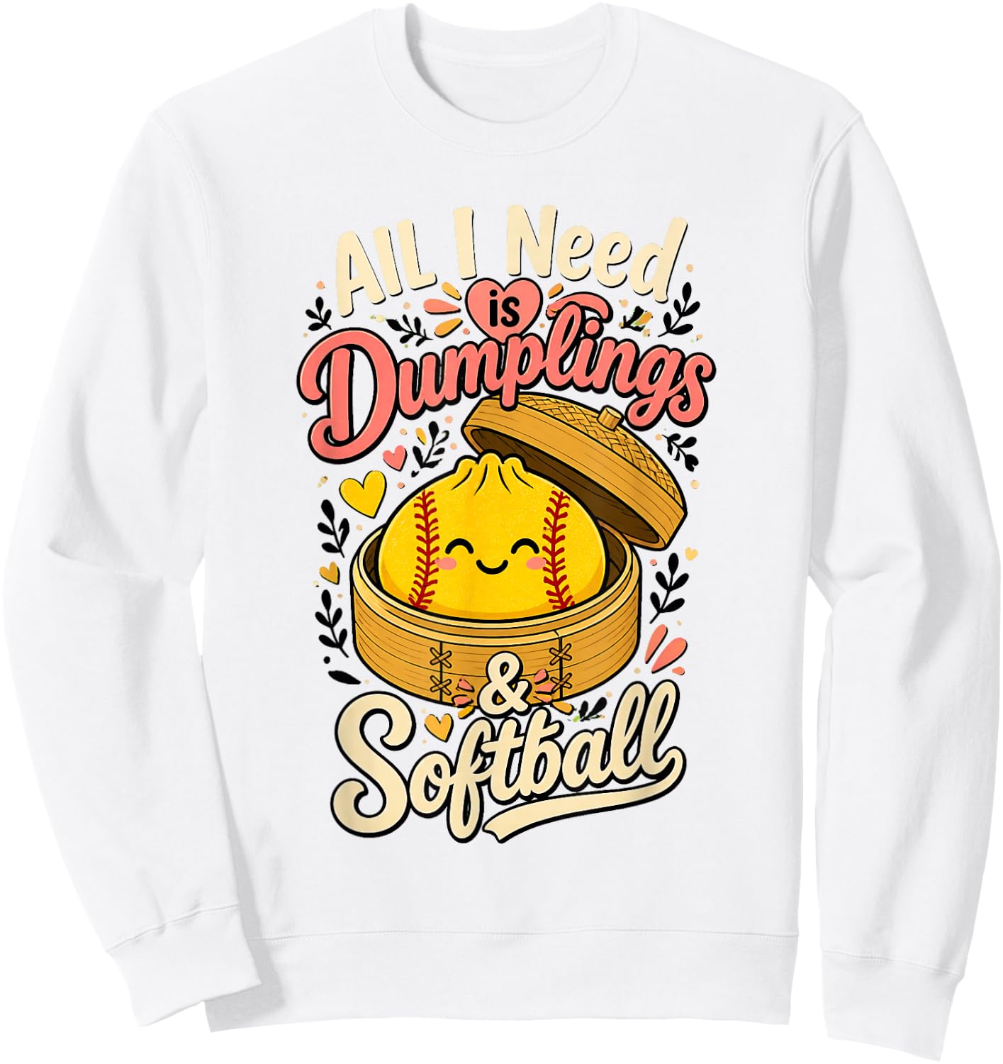 All I Need is Dumplings & Softball Sweatshirt - Sweatshirt | White