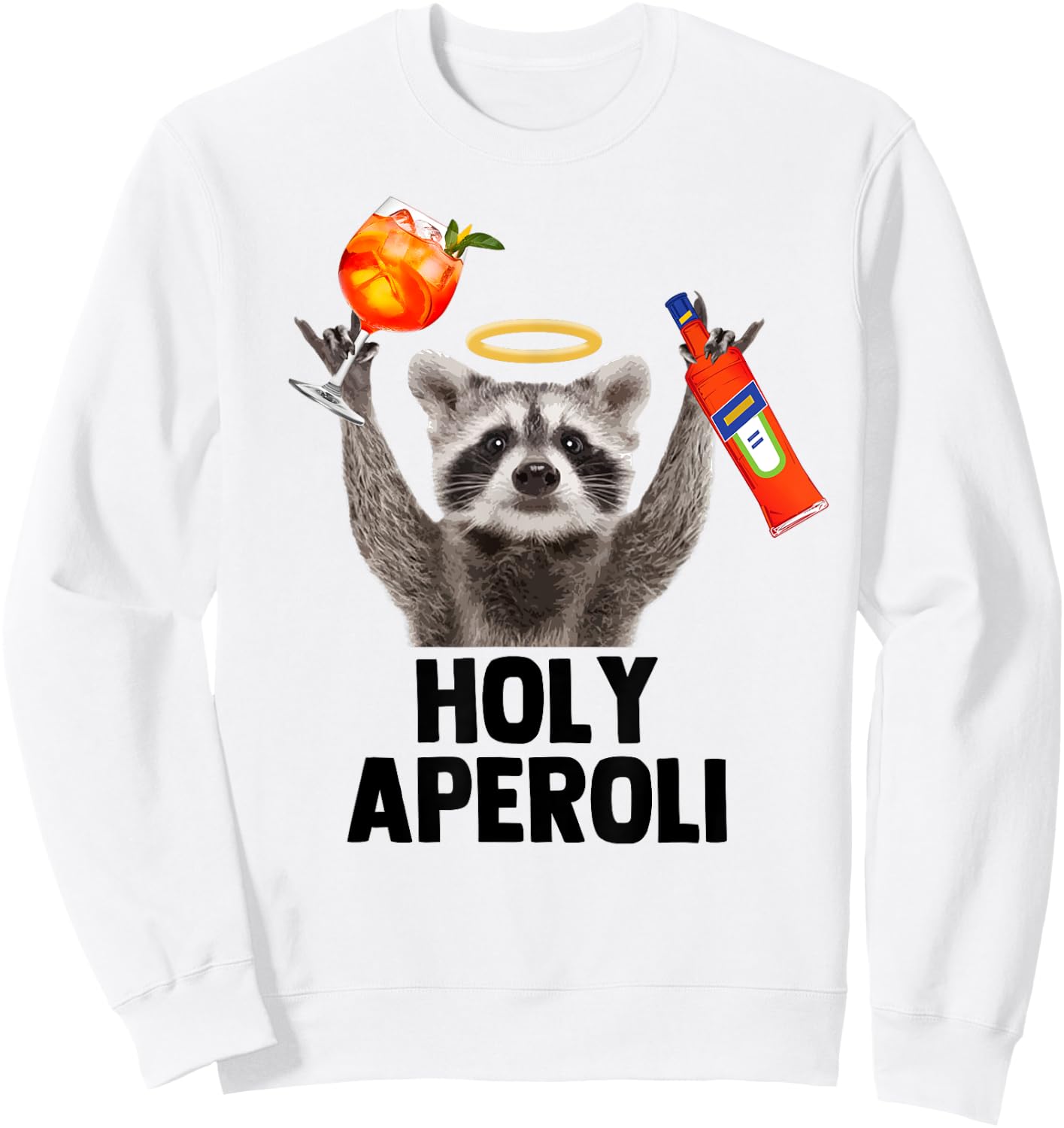 HOLY APEROLI X Raccoon Meme Racoon X Aperoly Pedro Spritz , White Sweatshirt - Sweatshirt | White