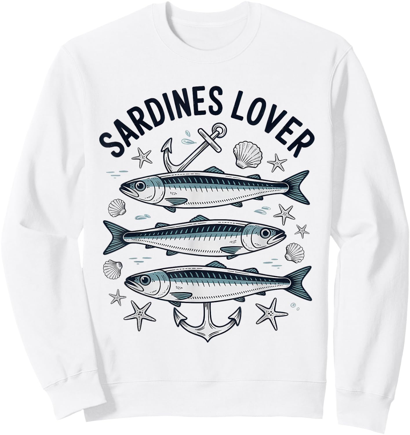 Adore Sardines Fish Sea Sweatshirt - Sweatshirt | White