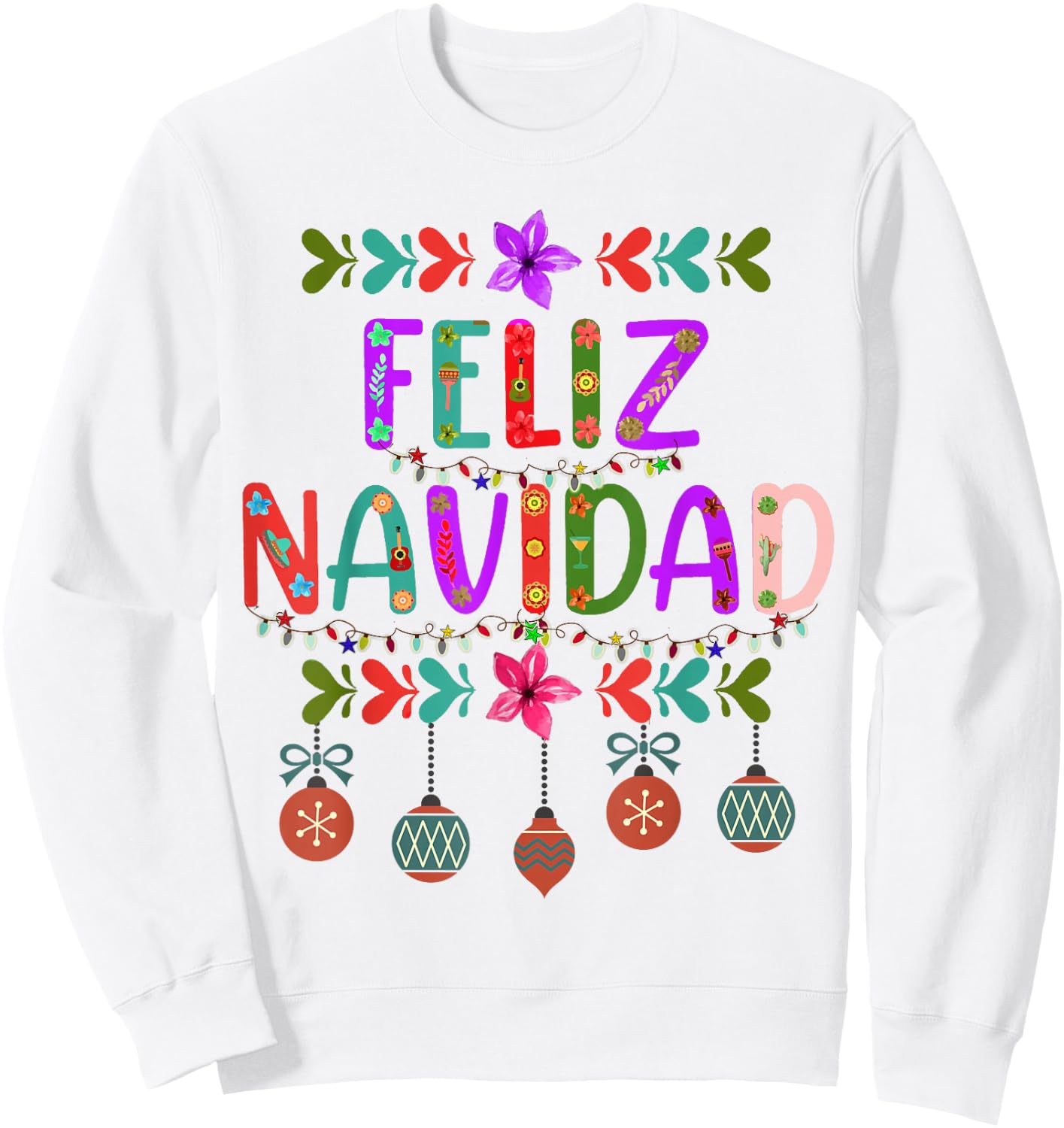 Feliz Navidad Matching Family Spanish Christmas Mexican Xmas Sweatshirt - Sweatshirt | White