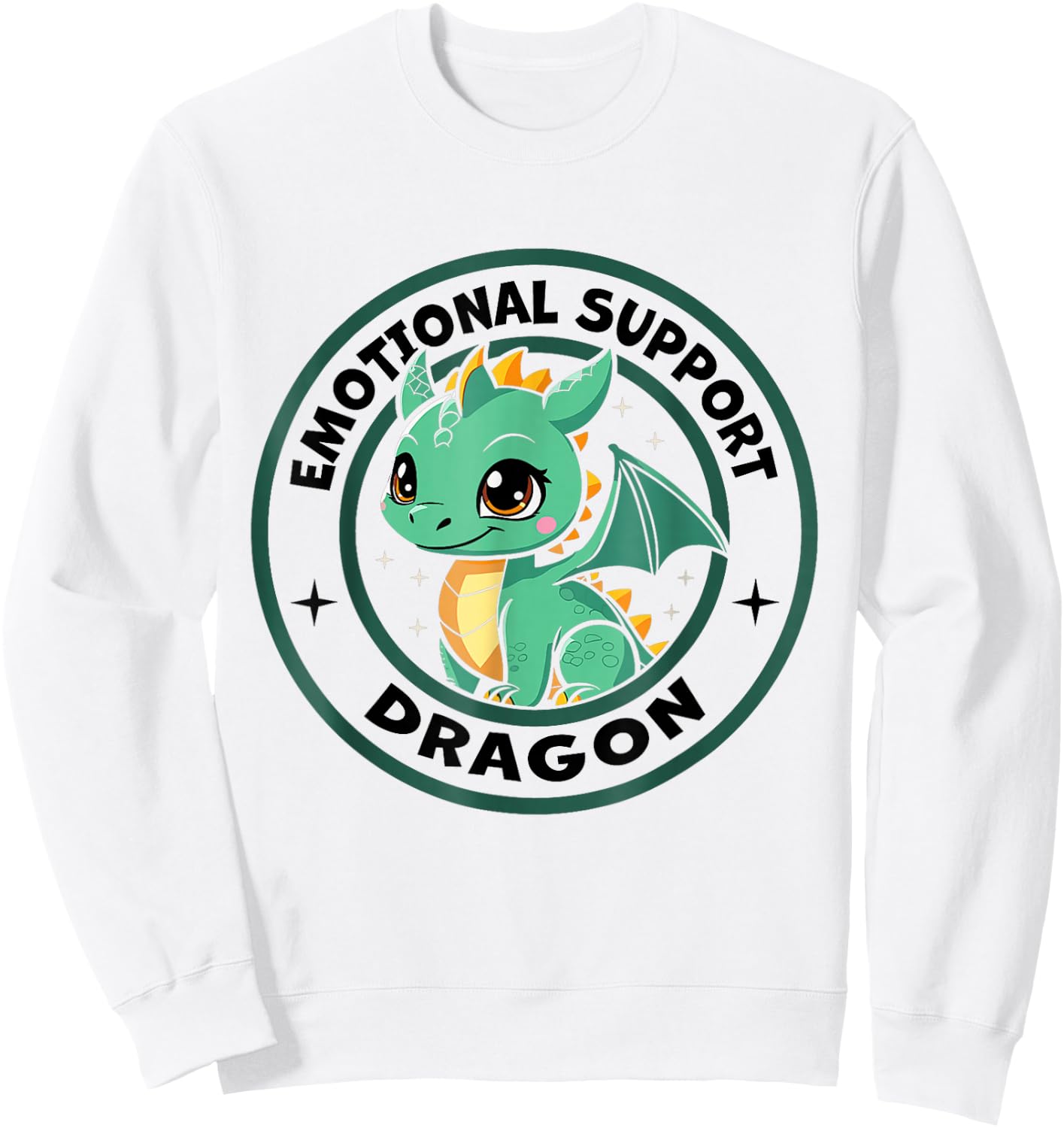 Cute Kawaii Chibi Emotional Support Dragon Men Women Kids Sweatshirt - Sweatshirt | White