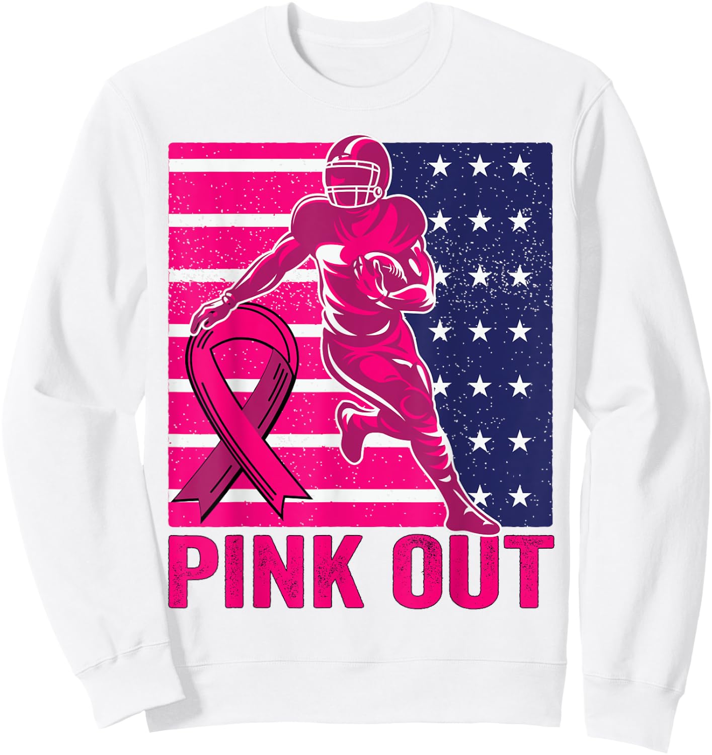 Pink Out Breast Cancer Awareness Football Breast Cancer Sweatshirt - Sweatshirt | White