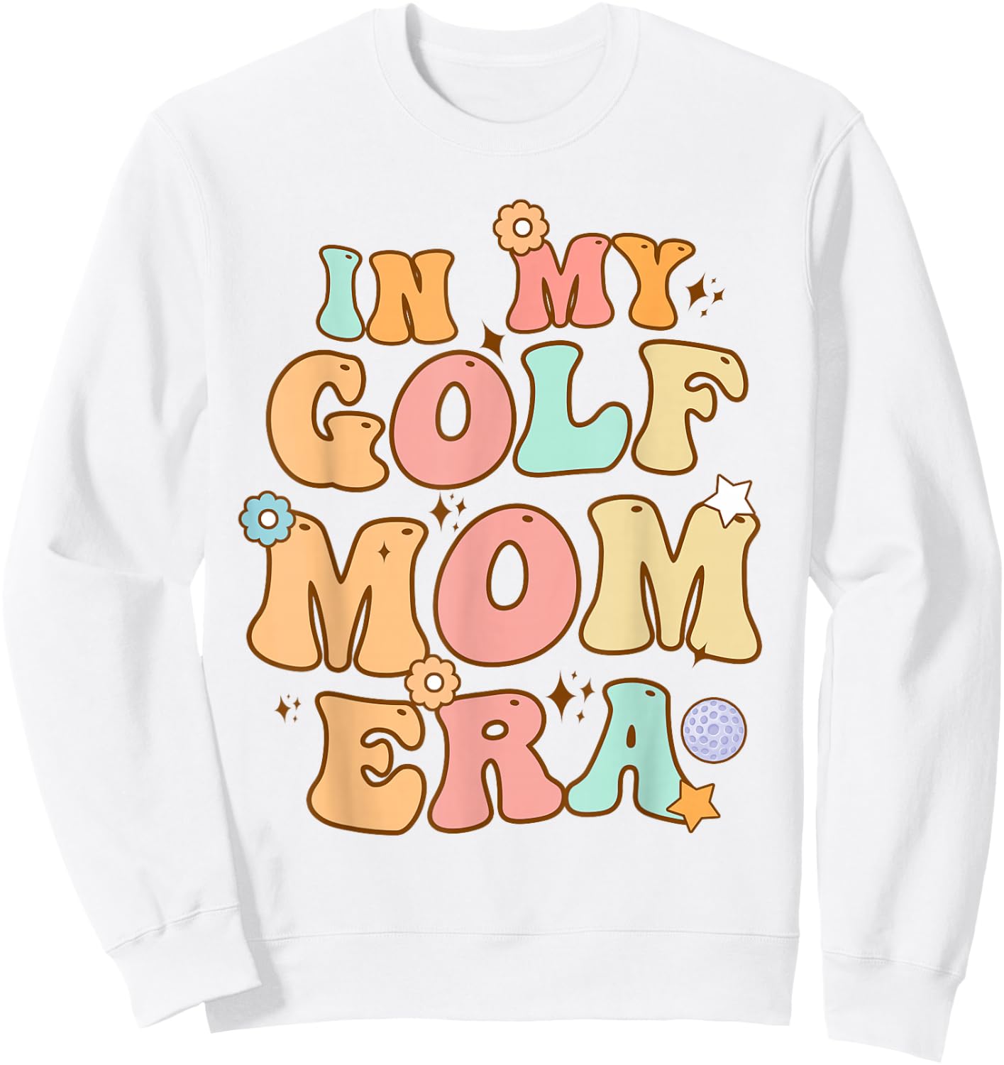 Groovy In My Golf Mom Era Retro Funny Mom Mother's Day Sweatshirt - Sweatshirt | White