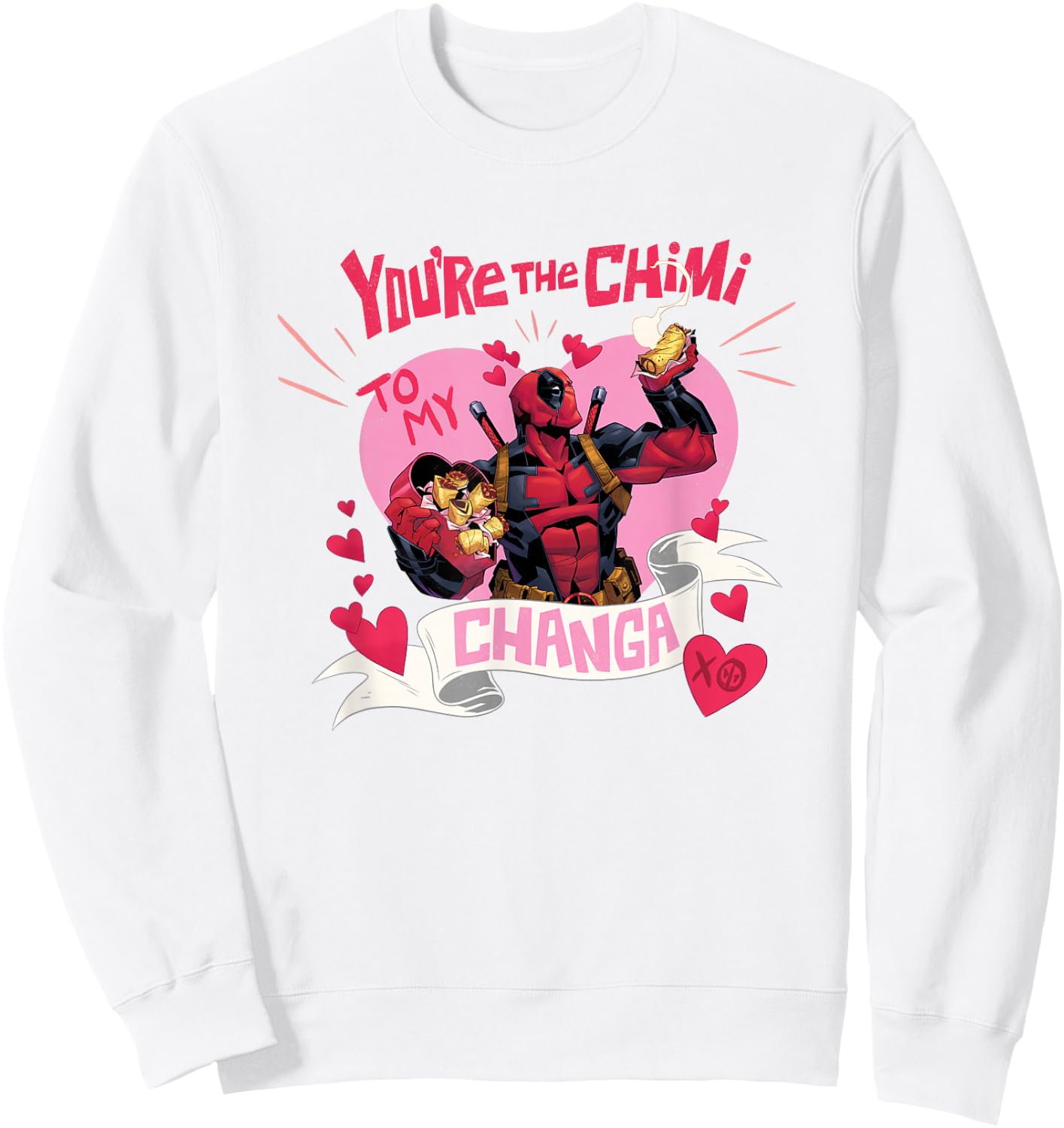 Marvel Deadpool Valentine's Day The Chimi To My Changa Logo Sweatshirt - Sweatshirt | White