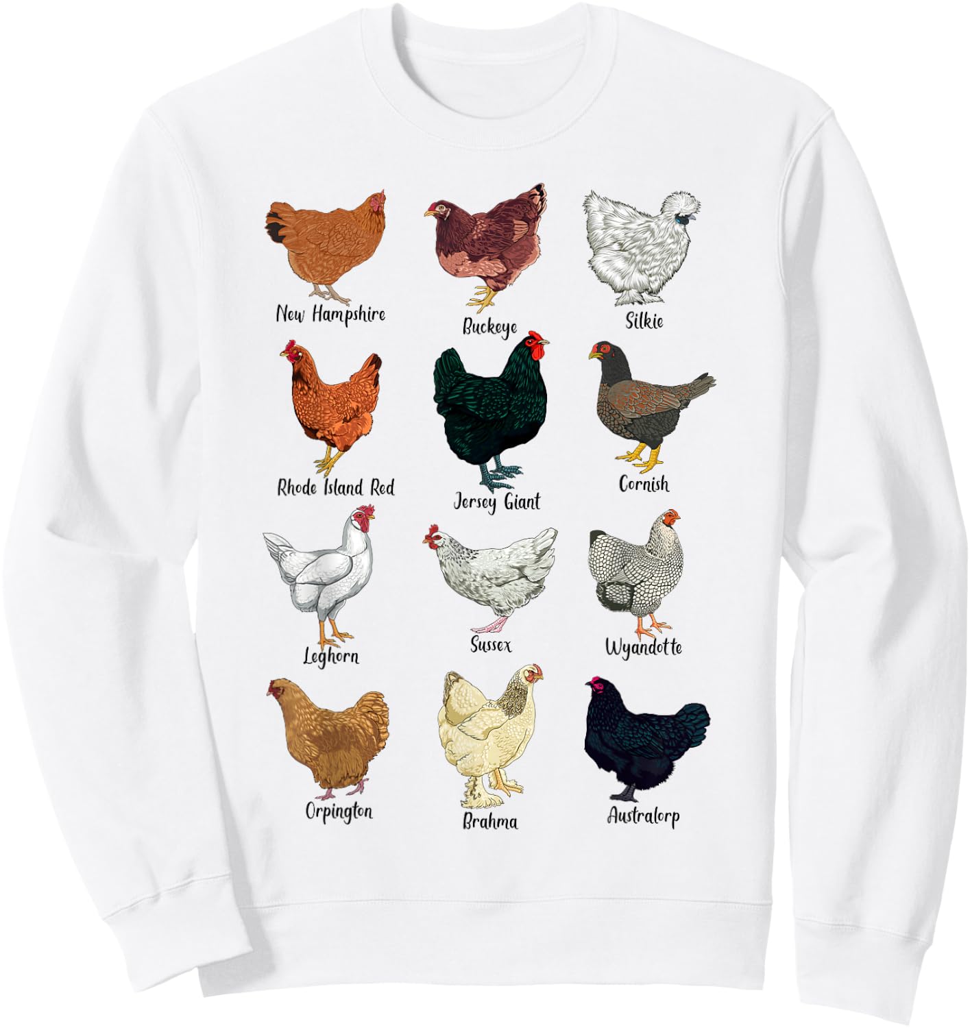 Various Chickens - Chicken Breeds , blue Sweatshirt - Sweatshirt | White