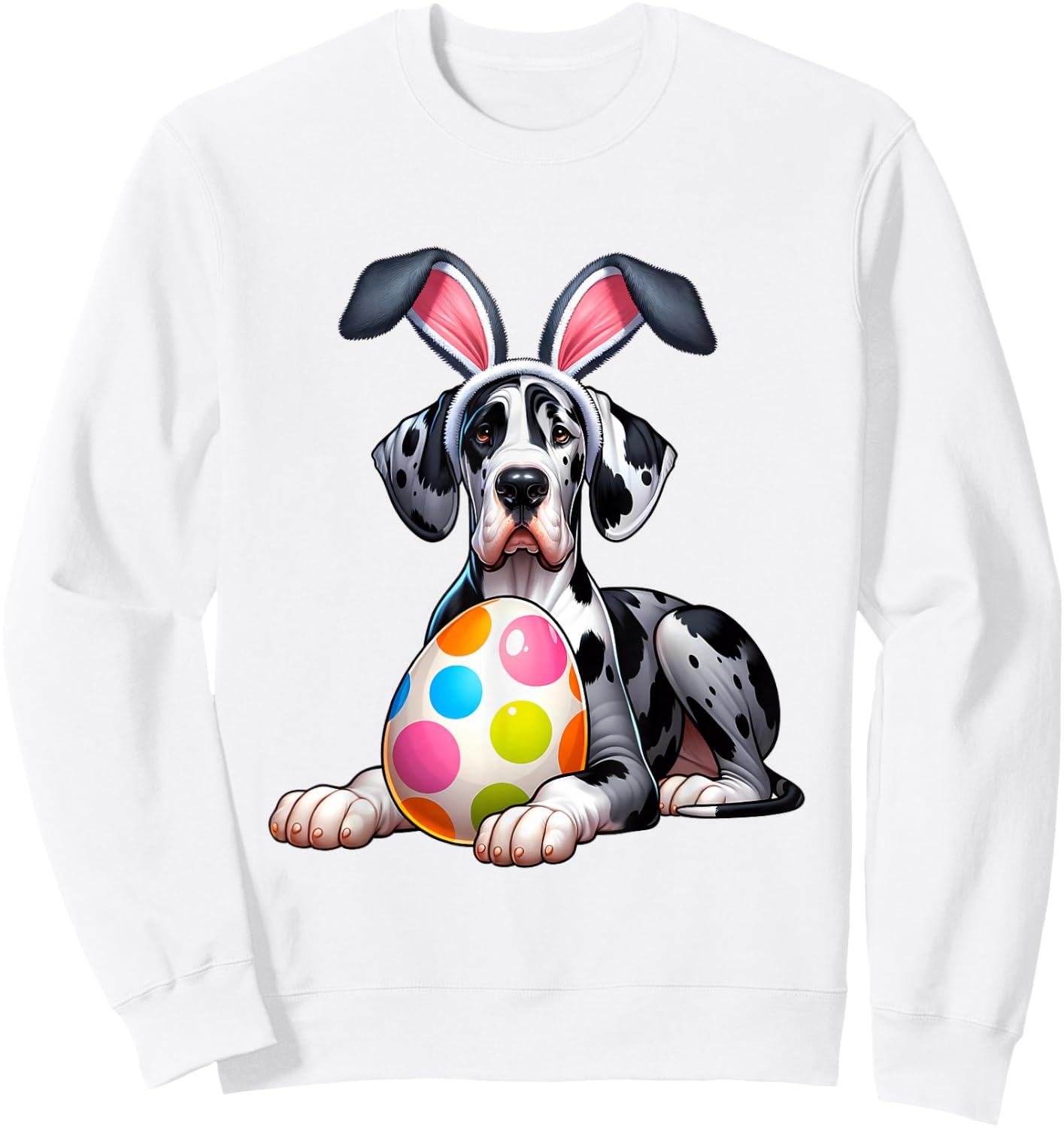 Great Dane Lovers Easter Egg Eggs Bunny Rabbits Rabbit Sweatshirt - Sweatshirt | White