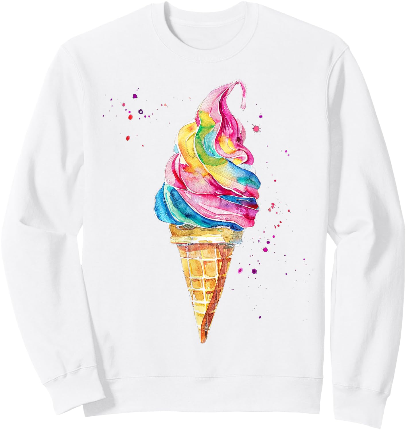 Ice Cream Watercolour , White, S Sweatshirt - Sweatshirt | White