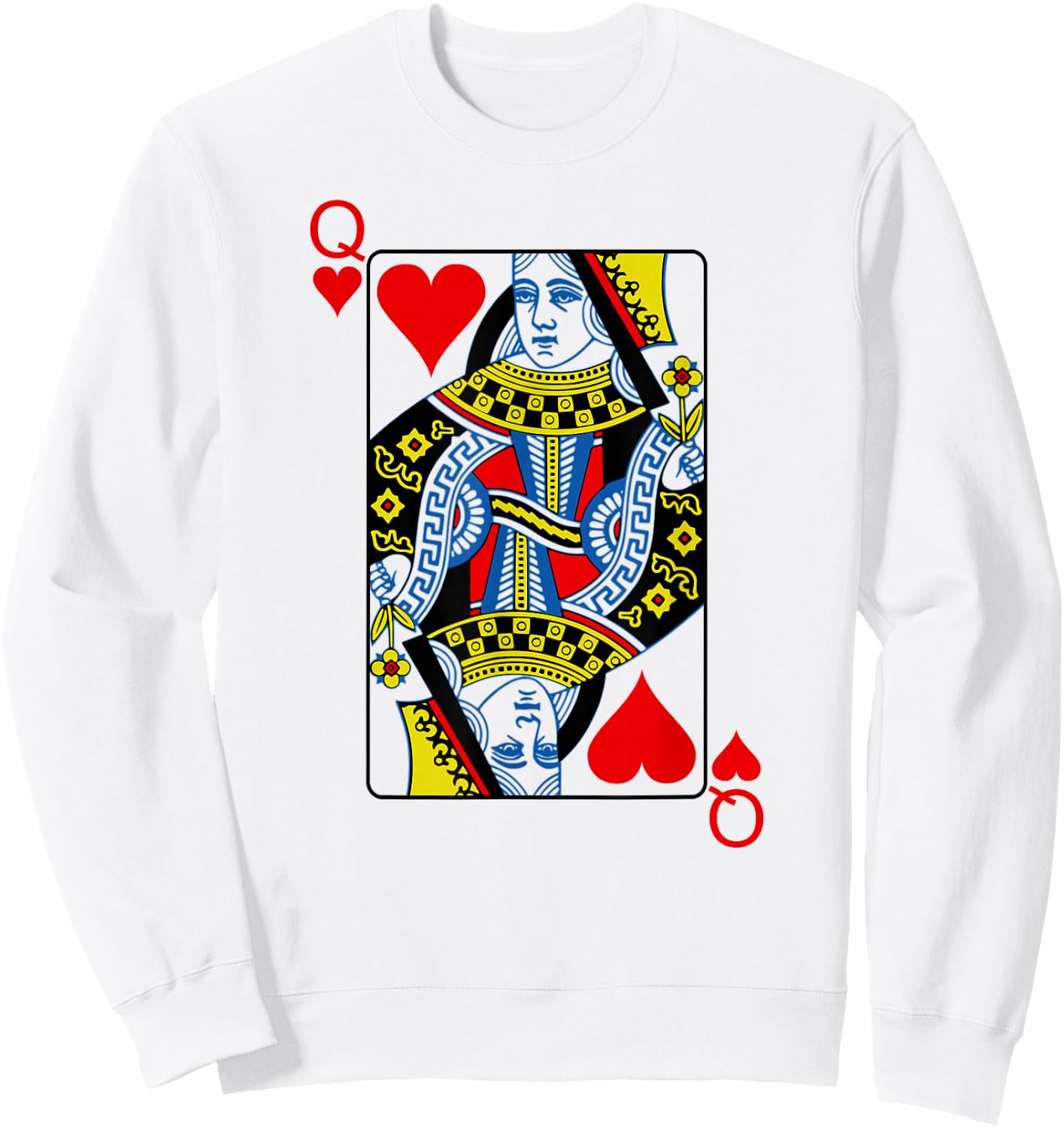 Playing Card Queen Of Hearts I Heart Lady , White, s Sweatshirt - Sweatshirt | White